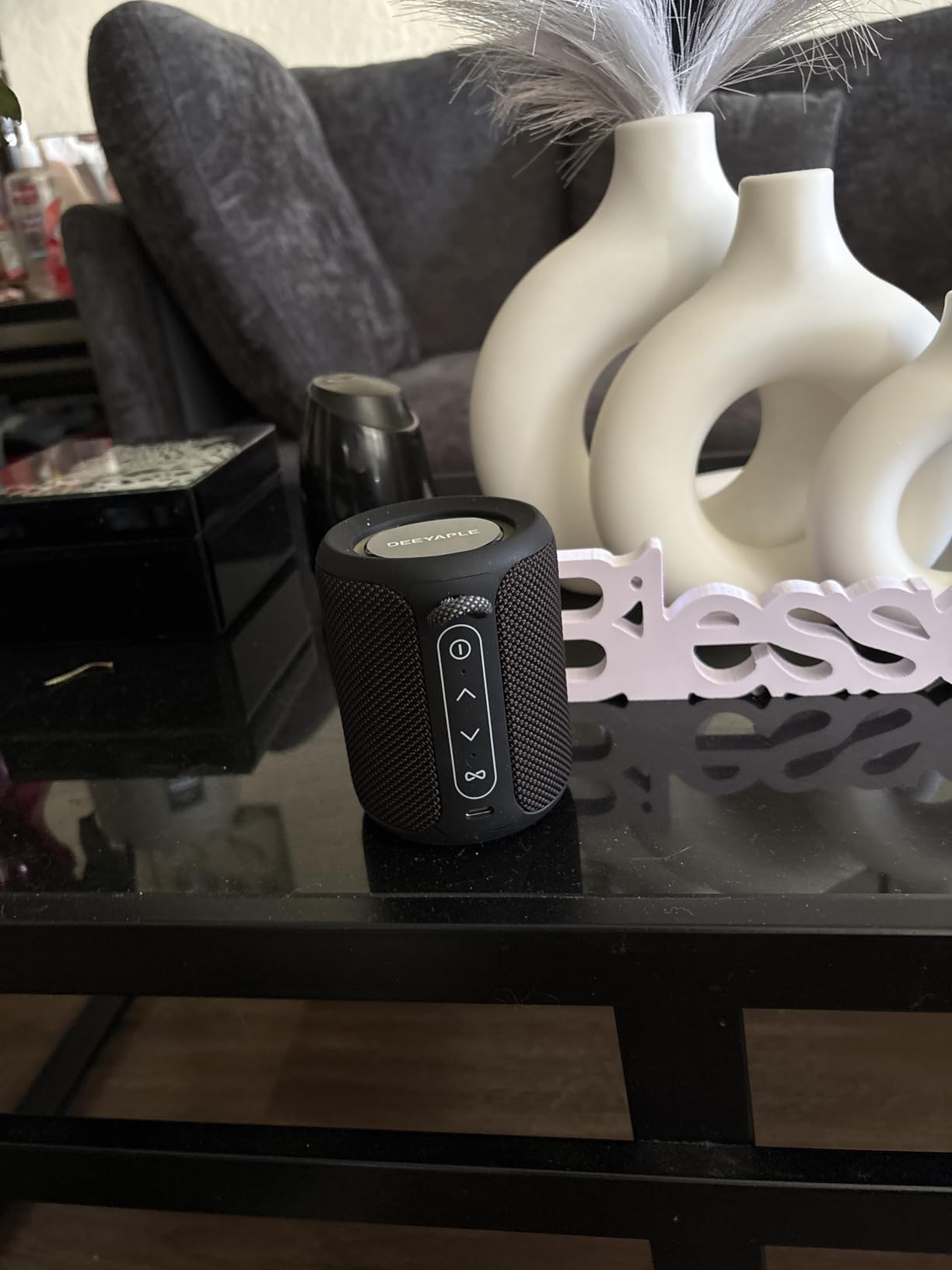 Bluetooth Speaker Wireless,IP67 Waterproof & Dustproof Portable Speaker with Lights,15W Loud Stereo Sound, 2500mAh Battery All Day Playtime, TWS Pairing, BT5.3, Home/Party/Outdoor/Beach (Black) customer photo 1