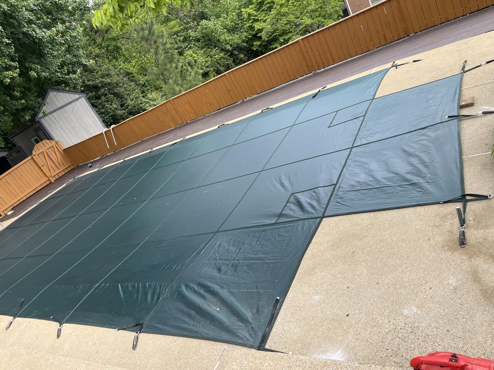VEVOR Inground Pool Safety Cover 18' x 36' Rectangle with 4x8ft Center End Step, Safety Pool Covers Green Mesh, Triple Stitched, MAX Strength Winter Safety Cover for Children & Pets customer photo 1