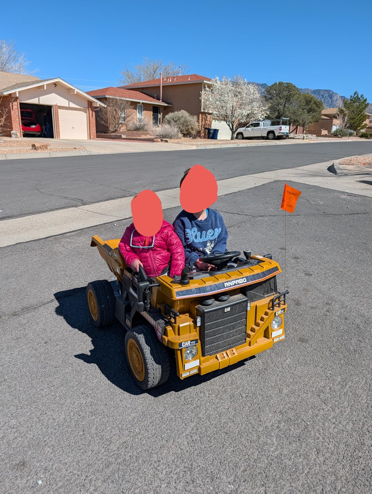 ANPABO 24V Ride On Dump Truck, 2 Seater Kids Car w/Remote Control, Dump Bed Electric, Extra Shovel, Durable EVA Tires, Bluetooth, Powerful 24V Motors, Ride on Toys for Boys & Girls-Yellow customer photo 2