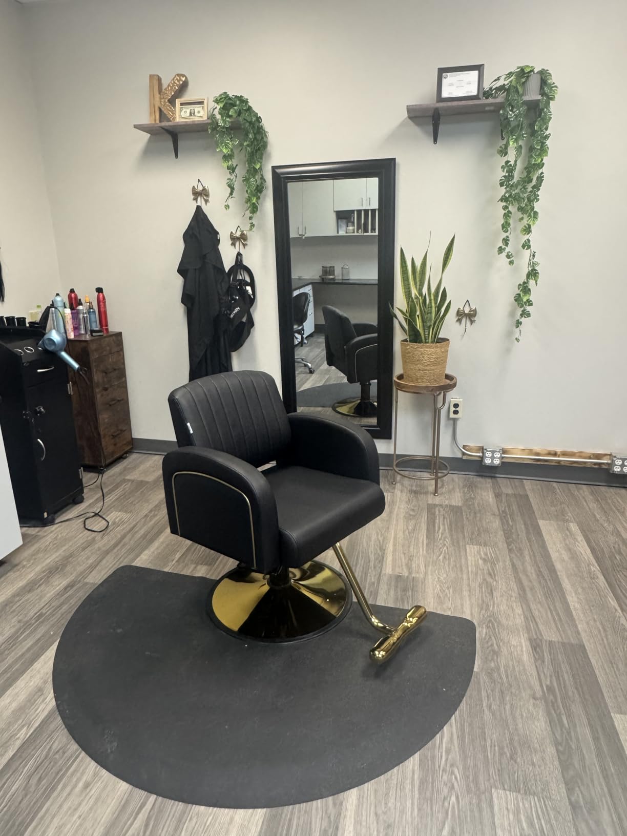Baasha Professional Brown & Gold Salon Chair, Luxury Hydraulic Styling Chair with Soft PU Leather, High-Density Foam Cushion, 360 Swivel, Stainless Steel Frame, Ergonomic Design, 330 lbs Capacity customer photo 1