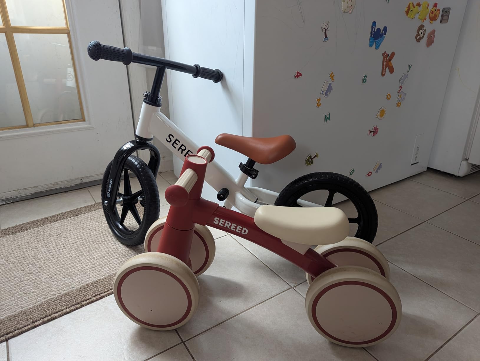 SEREED Toddler Balance Bike 2 Year Old, No Pedal Kids Toy Bike for 2-5 Years Old, Tool-Free Adjustment, Gift for 2-3 Boys Girls, Customize Plate with 3pcs Stickers customer photo 2