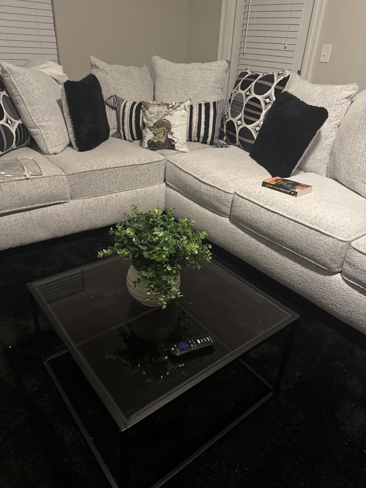 Glass Coffee Table Modern Center Table, Minimalist Coffee Table Sofa Side Tea Table for Living Room, Tempered Glass-top with Sturdy Metal Frame, Easy Assembly, 26.4 x 26.4 x 15.7 Inches, Black customer photo 2