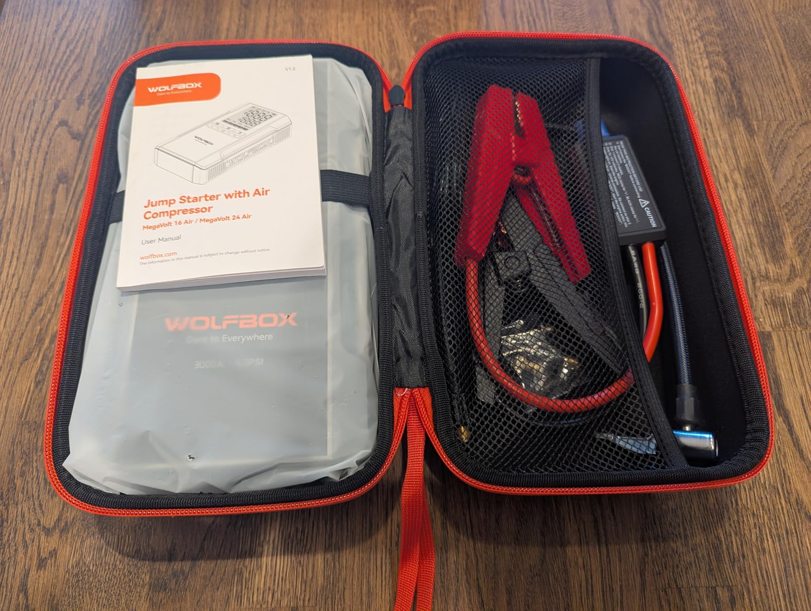 WOLFBOX 3000A Jump Starter with Air Compressor, 59.2Wh & 160PSI Portable Car Battery Jump Starter with 65W Fast Charging, 12V Battery Pack (8L Gas 6L Diesel Engine) with Boost, Light and Jumper Cables customer photo 2