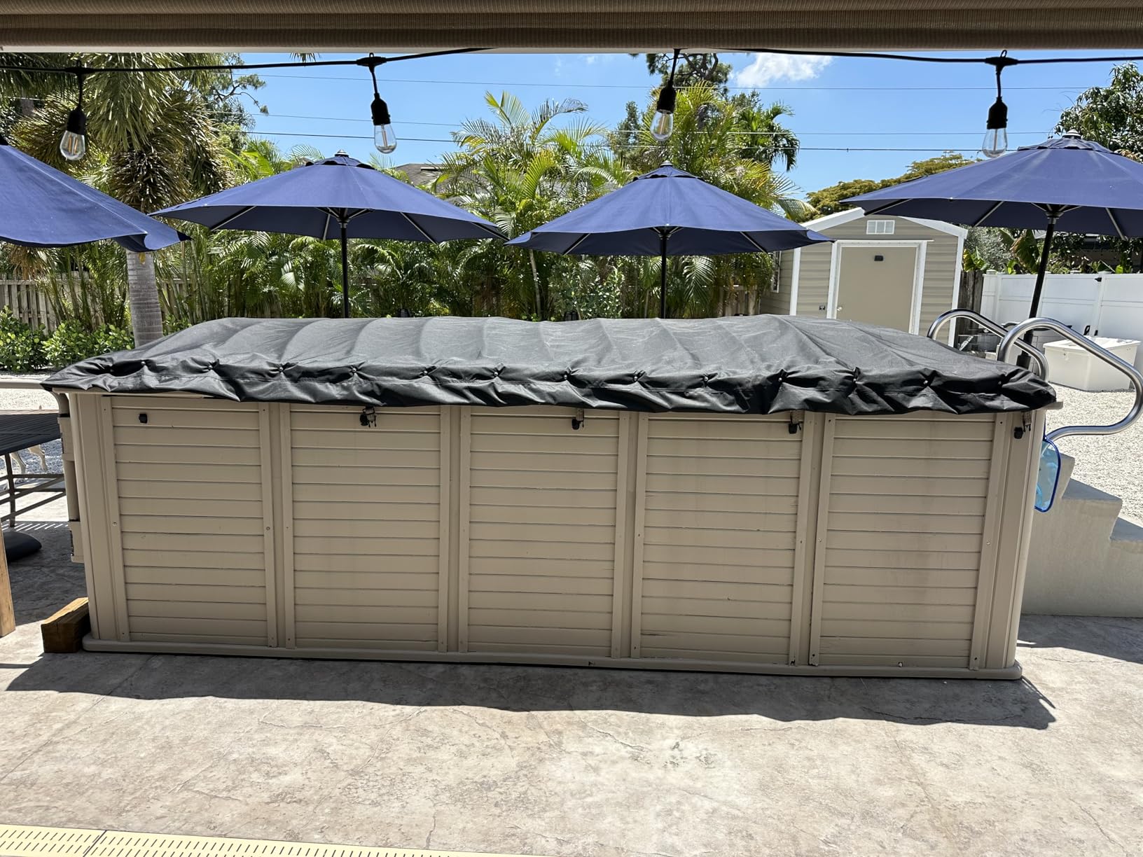 iBirdie Outdoor Waterproof Hot Tub Swim SPA Cover 182 x 97 inch fit 8 x 15 ft, 180 x 96, 178 x 92, 176 x 90, 600D Heavy Duty Weatherproof Rectangle Protectors Protective Rectangular Cover Cap customer photo 1