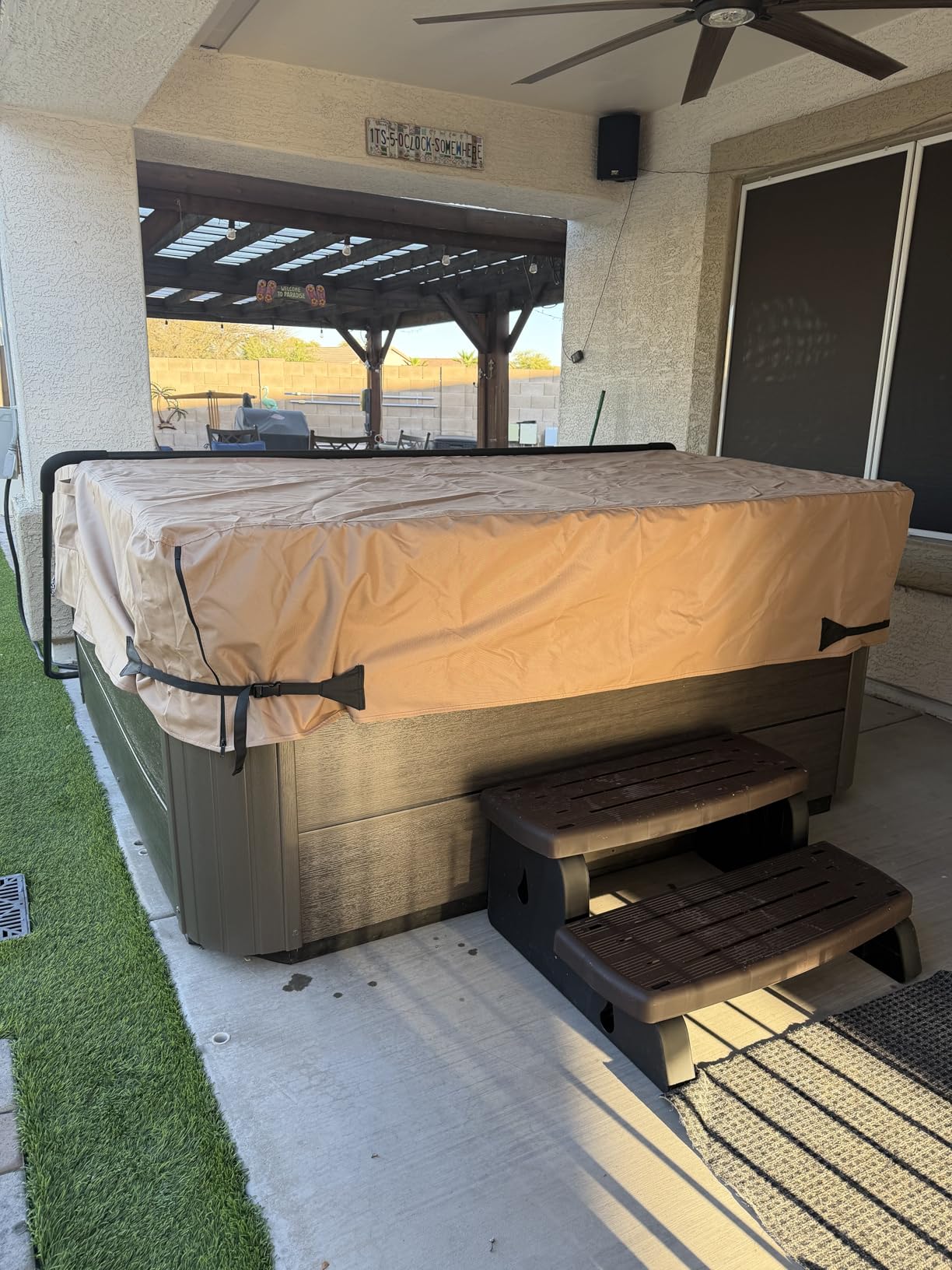 iBirdie Outdoor Waterproof Hot Tub Swim SPA Cover 182 x 97 inch fit 8 x 15 ft, 180 x 96, 178 x 92, 176 x 90, 600D Heavy Duty Weatherproof Rectangle Protectors Protective Rectangular Cover Cap customer photo 2