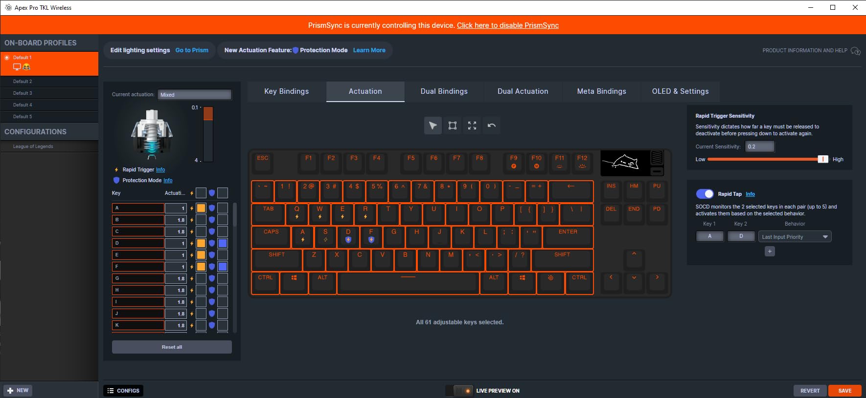 SteelSeries Apex Pro TKL Wireless Gen 3 OmniPoint 3.0 HyperMagnetic Switches - Adjustable Actuation - Rapid Trigger - Game-Ready Presets - Protection Mode - Rapid Tap/SOCD - Dual Wireless - OLED customer photo 2