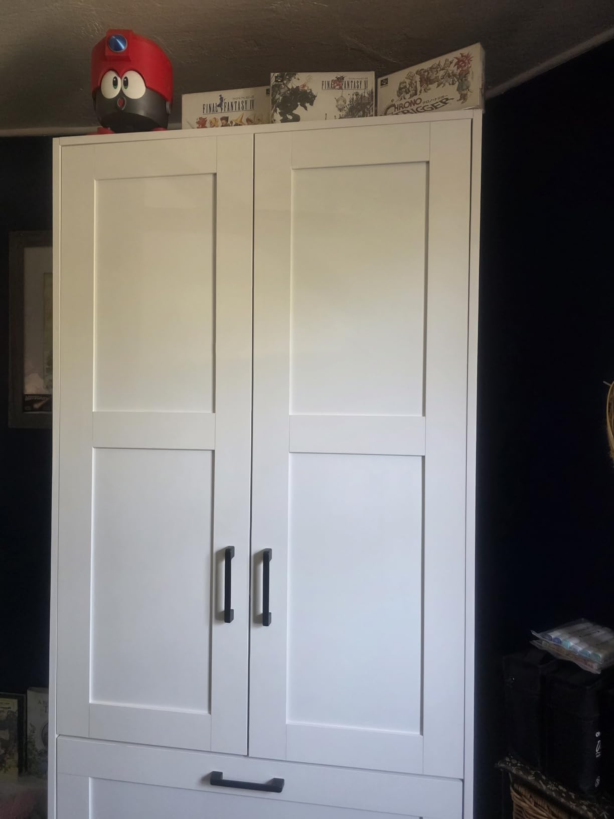 Fddevelop Fenghua Lizhi Wood White Wardrobe Closet with 2 Doors, Bedroom Freestanding Armoire Storage Cabinet with Shelves, Wooden Wardrobe Combination for Hanging Clothes customer photo 1