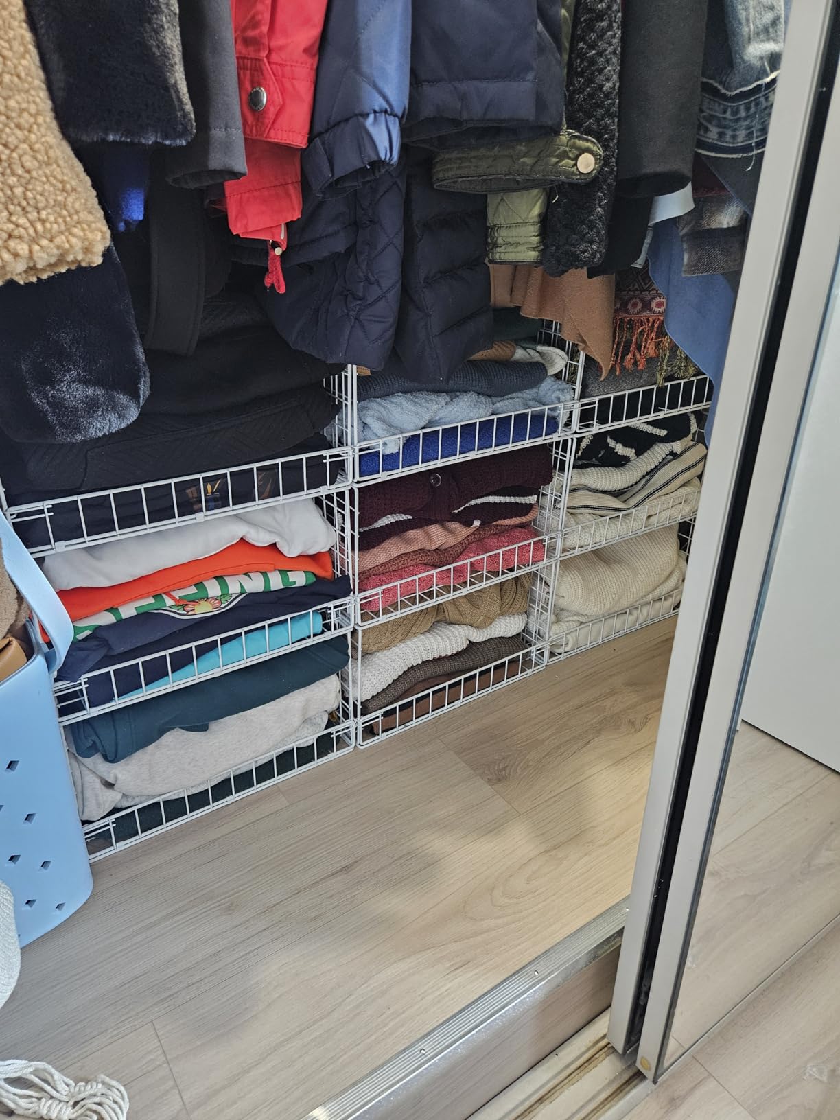 Yociyoga 4-Tier Stackable Closet Organizers and Storage Basket, Foldable Closet Shelf Organizer System, Space-Saving Clothes Storage Drawer Organizer for Wardrobe, White customer photo 2