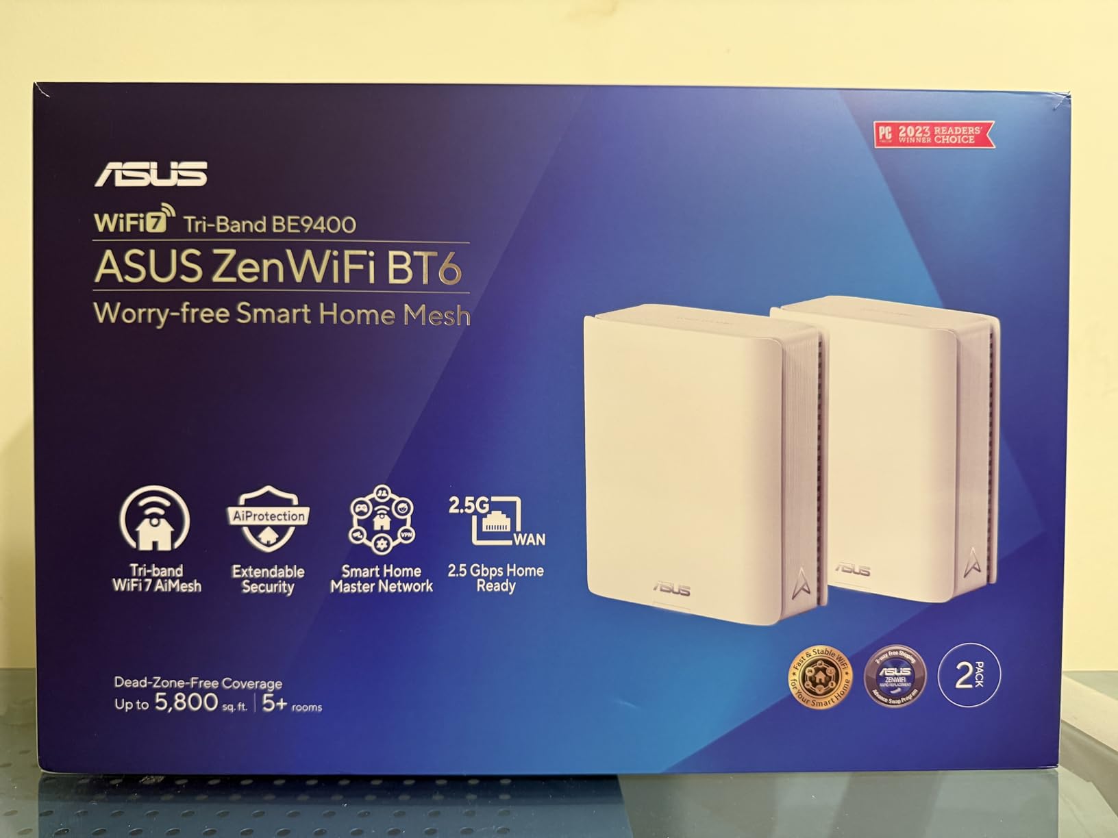 ASUS ZenWiFi BT6 Tri-Band WiFi 7 Mesh, 9.4 Gbps, 5800 sq.ft. (2pk), 2.5G WAN Port, Security and Parental Controls Included, Smart Home Master SSIDs, 4G & 5G Mobile Tethering - BT6 (W-2-PK) customer photo 1