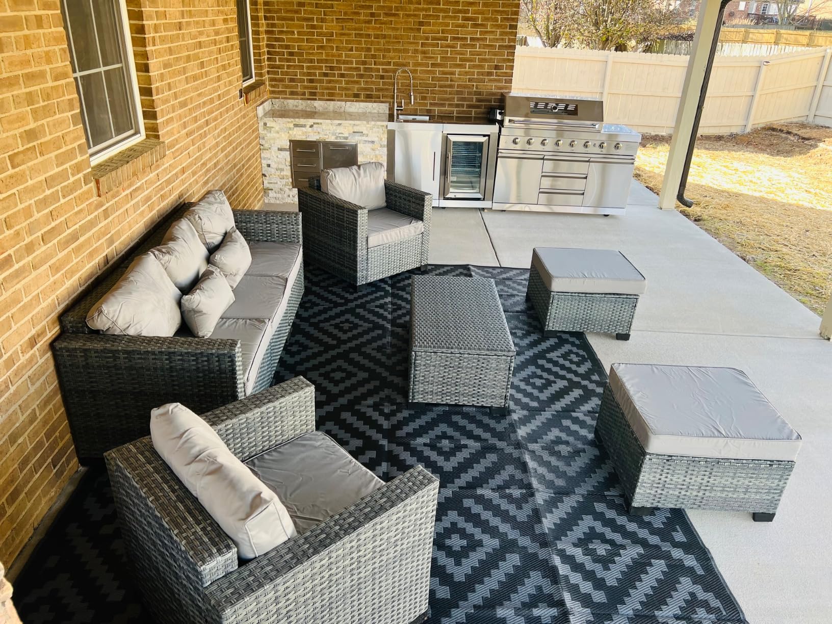 KoolMore Reserve Outdoor Kitchen Island with 6 Burner Grill and a Side Burner, Sink, Storage Cabinet and Beverage Refrigerator, CSA Listed in Stainless-Steel customer photo 2