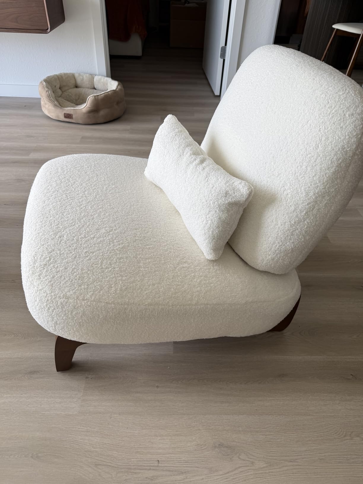 Morden Fort Modern Cloud Couch - 3 Seater Sherpa Boucle Sofa with Wood Legs, Ultra-Thick High Resilience Cushion, Off White 87