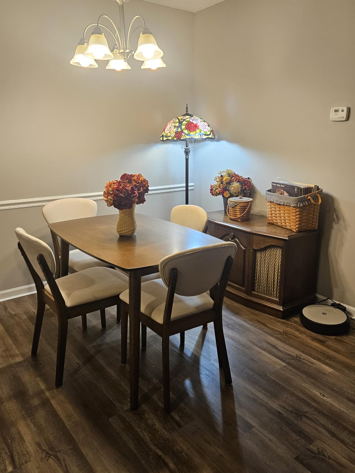 Best Choice Products 4-Piece Mid-Century Modern Wood Dining Kitchen Table & Chair Set w/ 2 Upholstered Chairs, Bench Seat - Walnut/Cream customer photo 1
