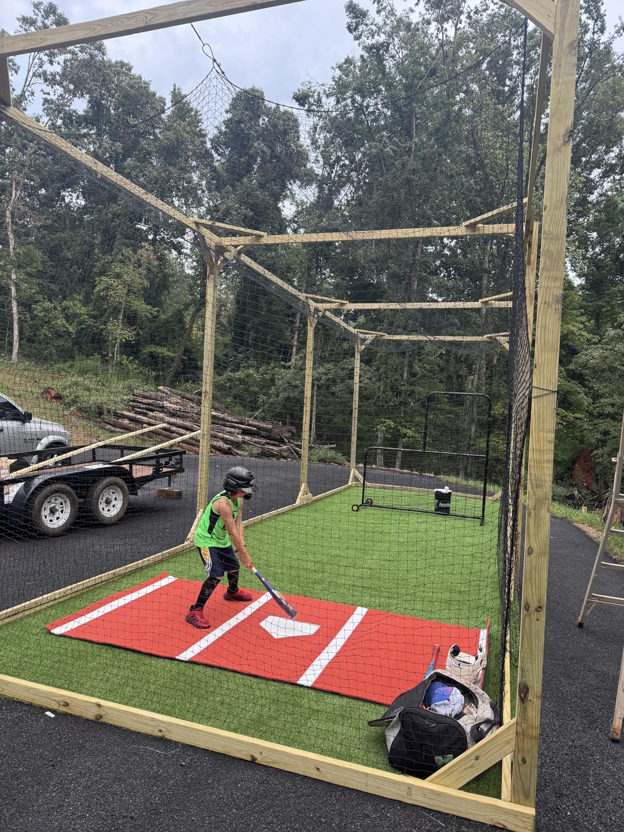 RIIFRILY Baseball Batting Cage Nets, 20'/35'/55'/70'L Baseball and Softball Cage Netting, Enclosed HDPE #30/#45 Netting Batting Cages for Backyard and Indoor (NET ONLY) customer photo 2