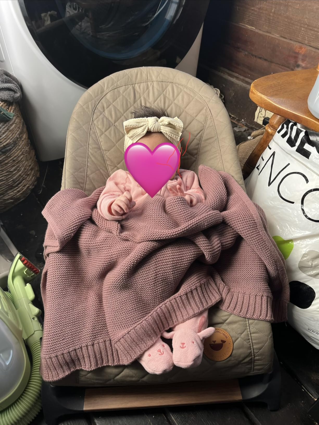 ANGELBLISS Baby Bouncer, Portable Bouncer Seat for Babies, Infants Bouncy Seat with Cotton Fabric, Natural Vibrations (Anthracite) customer photo 1