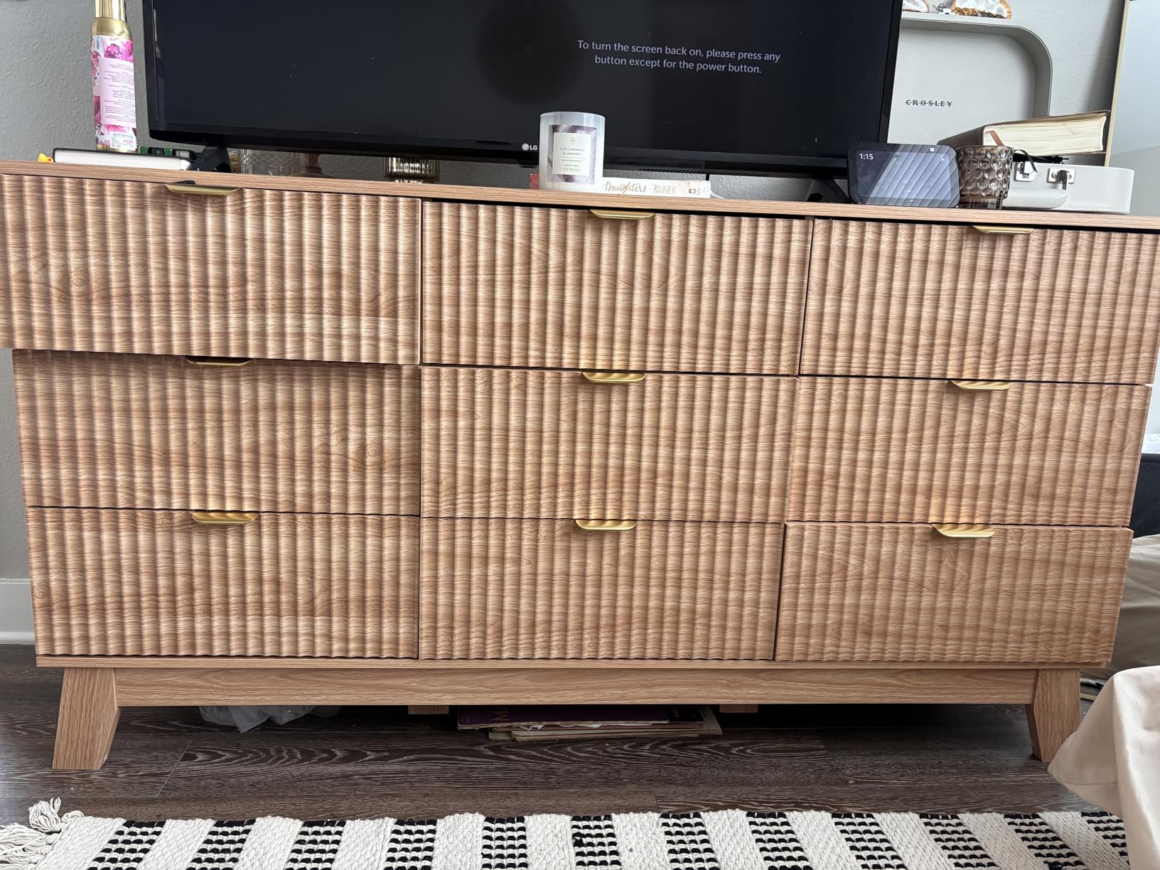 Fluted Dresser for Bedroom with 6 Drawers, 48