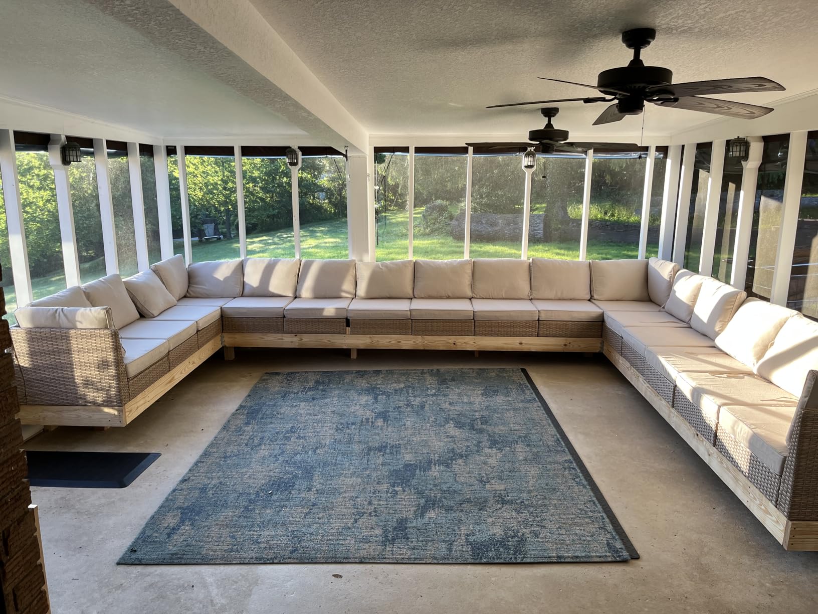JOYURE 5 Piece Wicker Patio Furniture Set, Outdoor Conversation Sectional Sofa w/Coffee Table, All-Weather Outdoor Sofa with Thick and Anti-Slip Cushions for Deck, Poolside, Garden, Beige customer photo 1