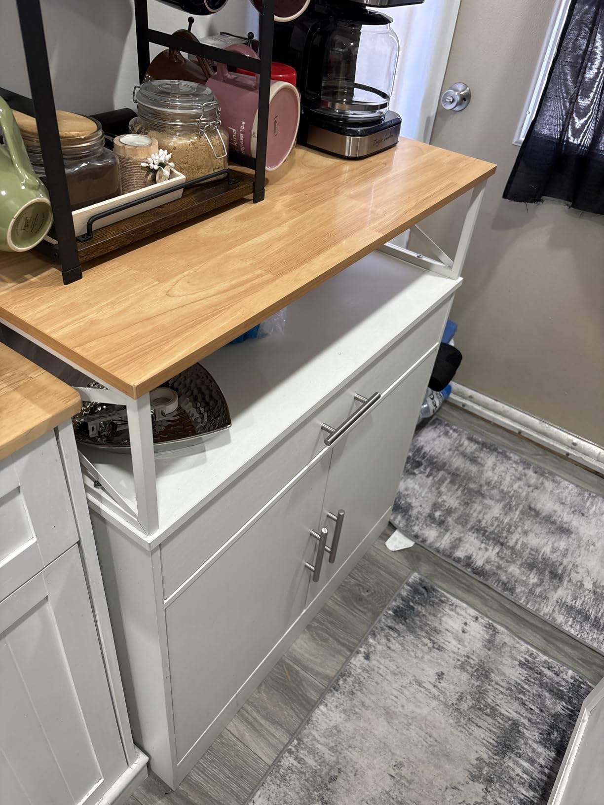 Shintenchi Kitchen Buffet Cabinet with Adjustable Shelf, Modern Kitchen Storage Cabinet, Farmhouse Coffee Bar Cabinet, White customer photo 1