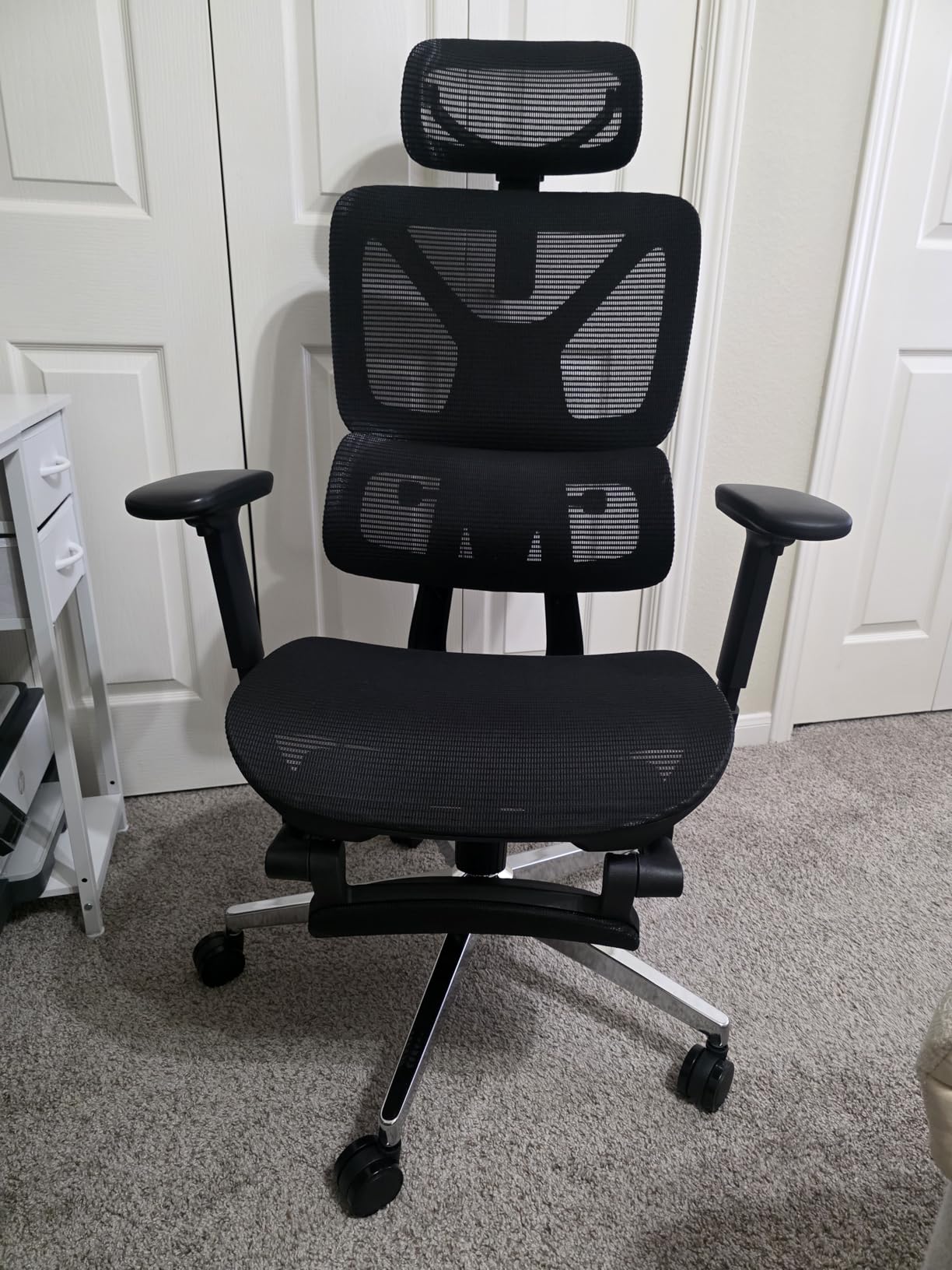 FLEXISPOT ErgoX Premium Ergonomic Office Chair with Footrest- Adjustable 3D Armrests, Dynamic Lumbar Support, Recline & Tilt Function, Mesh Seat, for Home & Office Use, Cream customer photo 1