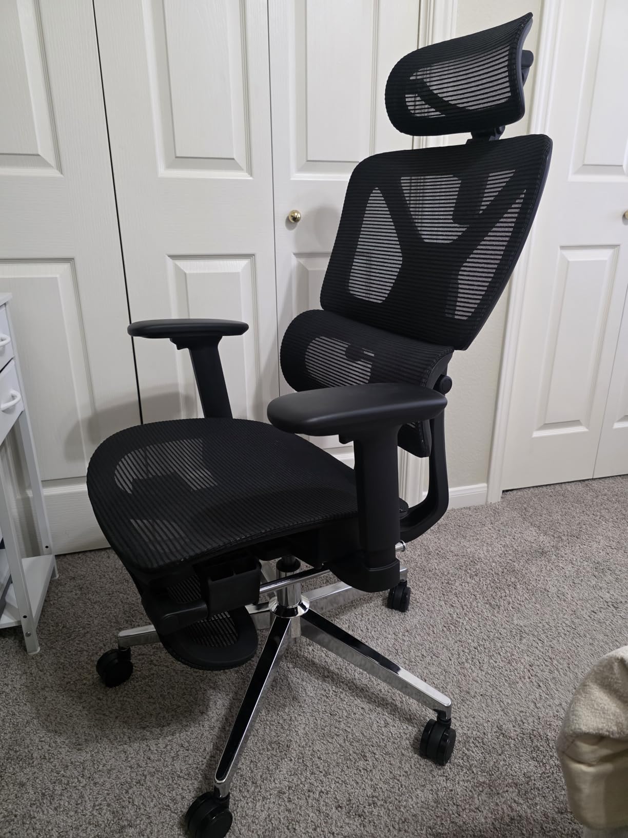 FLEXISPOT ErgoX Premium Ergonomic Office Chair with Footrest- Adjustable 3D Armrests, Dynamic Lumbar Support, Recline & Tilt Function, Mesh Seat, for Home & Office Use, Cream customer photo 2