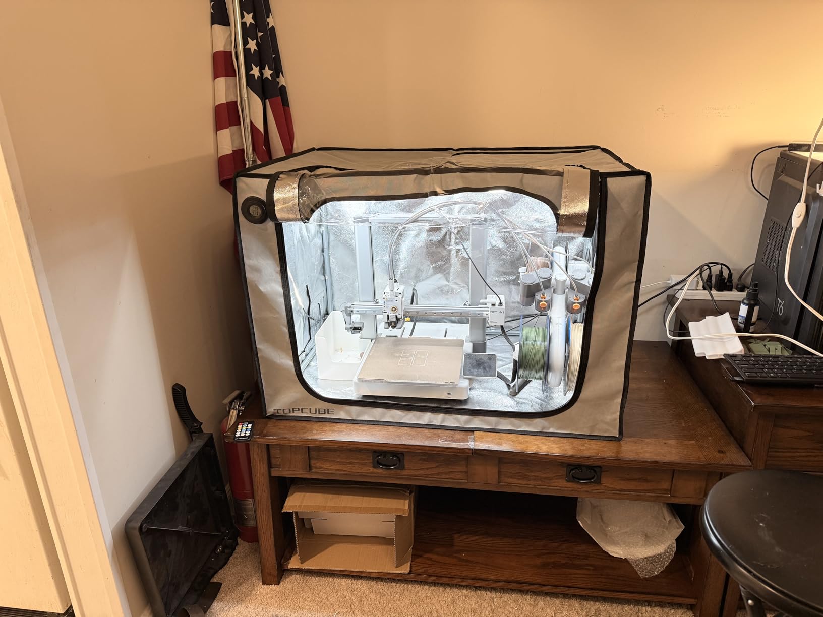 TOPCUBE 3D Printer Enclosure for Bambu Lab A1 Combo, Stainless Steel Frame Enclosure with LED Light, Fireproof Dustproof Noise Reduction Constant Temperature 3D Printer Cover, 838x588x588MM customer photo 1