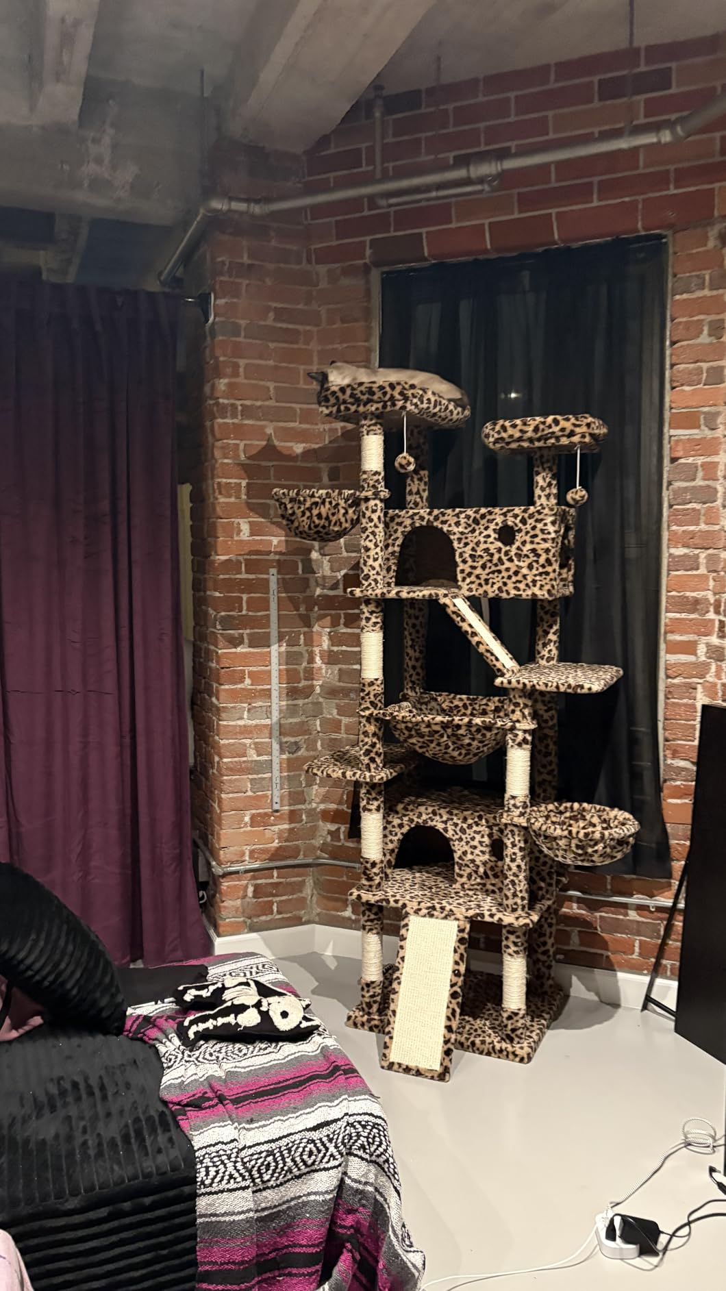 SHA CERLIN 81in Multi-Level Tall Cat Tree Tower for Indoor Kitties/Larger Cat Condo Furniture with Hammock/Cozy Pussycat Perches/Sisal Scratching Posts/Pet House/Wide Base/Grey customer photo 1