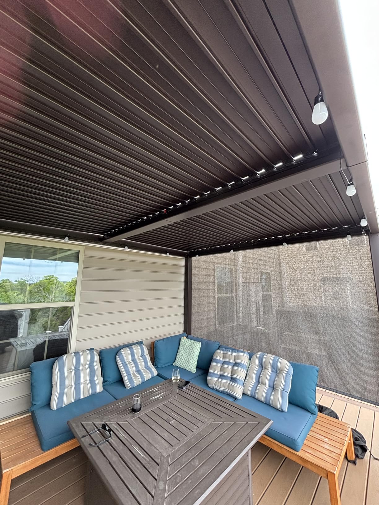 PURPLE LEAF 11' x 21' Louvered Pergola Outdoor Adjustable Louvre Shade Modern Patio Aluminum Pergola with Retractable Roof for Deck Backyard Garden Hardtop Gazebo, Bronze customer photo 2
