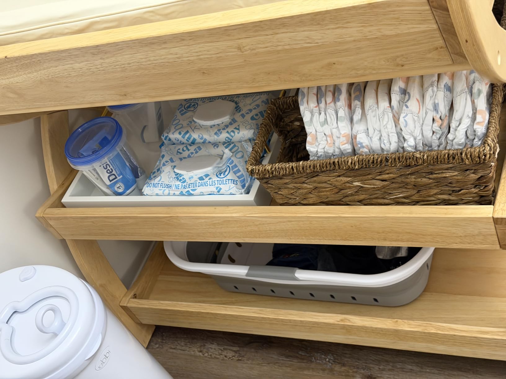 Comfy Cubs Baby Changing Table - Sturdy Wood Construction, Two Open Shelves (Natural Wood) customer photo 1