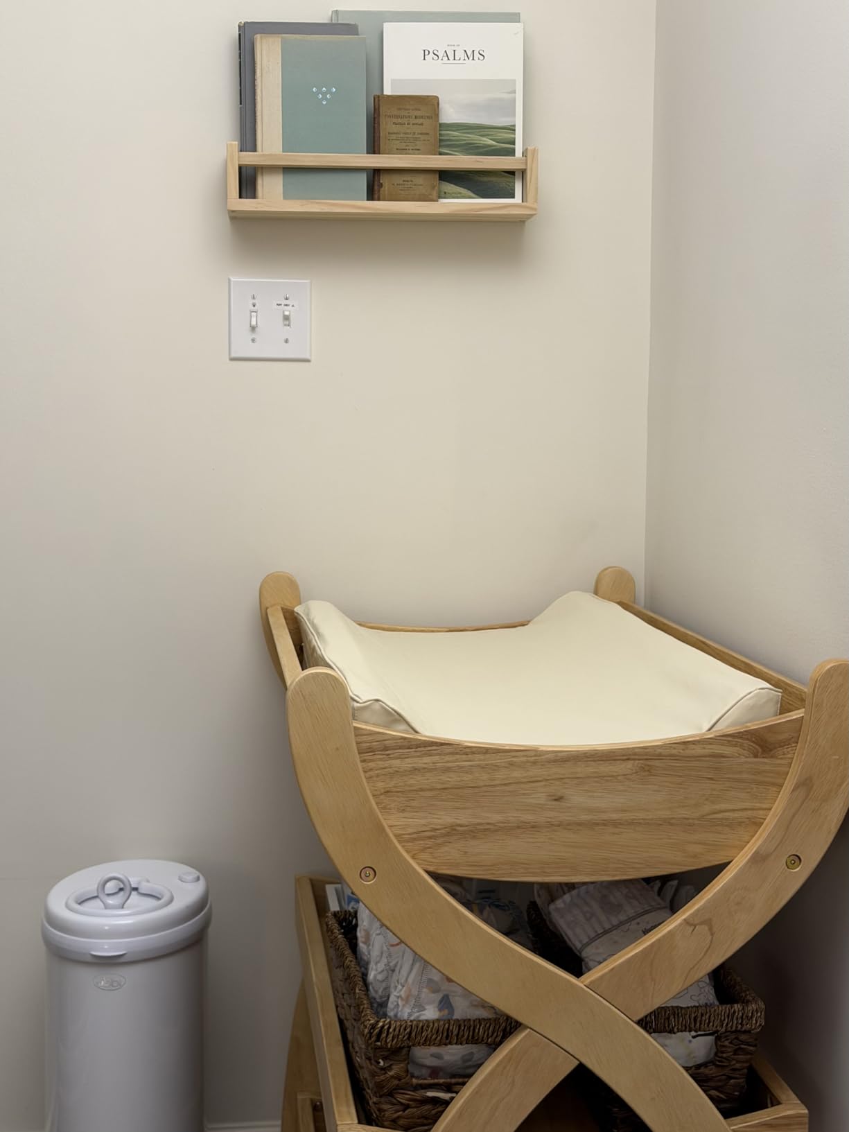 Comfy Cubs Baby Changing Table - Sturdy Wood Construction, Two Open Shelves (Natural Wood) customer photo 2