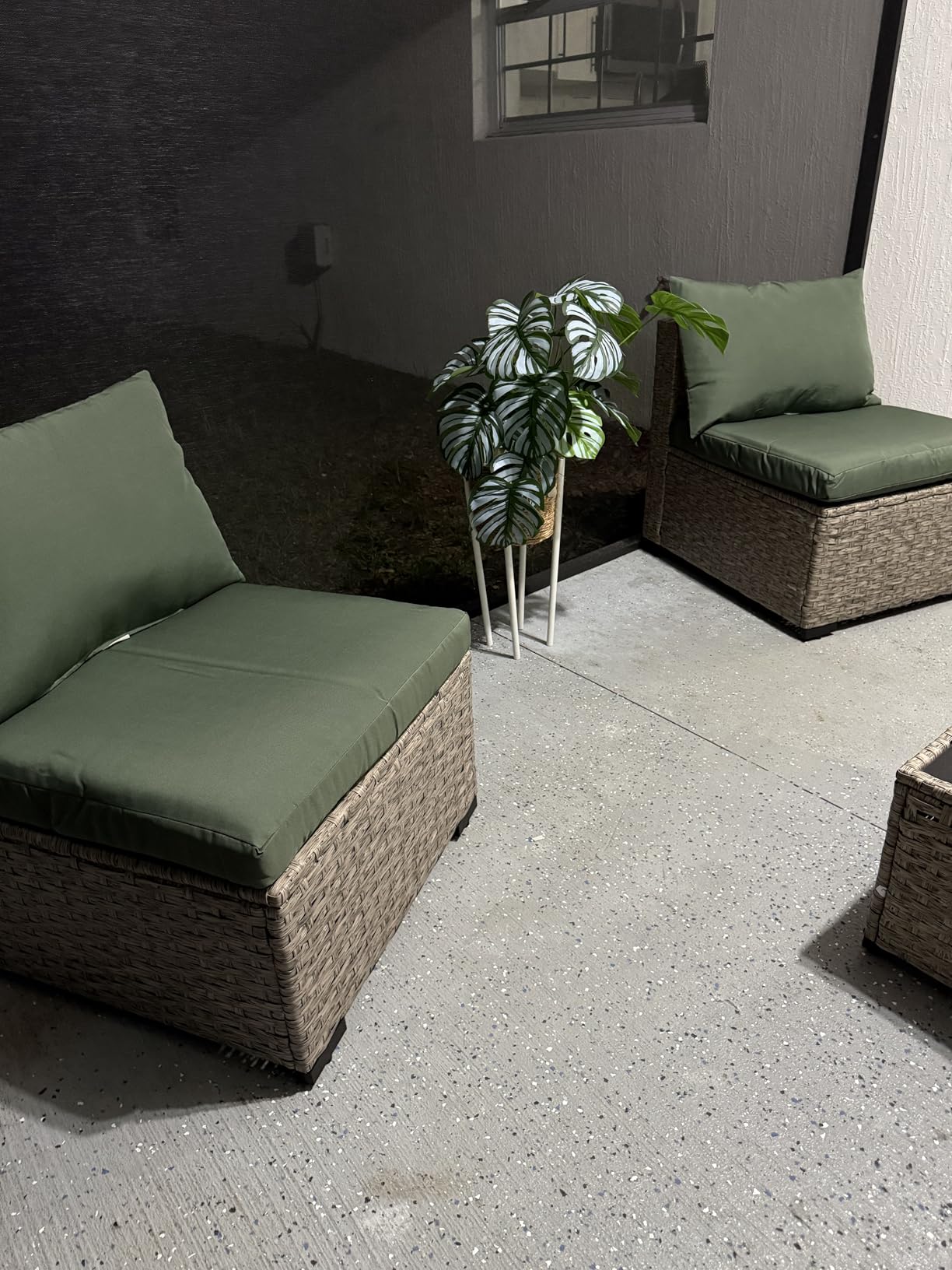 UDPATIO Outdoor Patio Furniture Set, 7 Pcs PE Wicker Sectional Sofa with Tea Table, Outdoor Conversation Set for Patio, Garden, Backyard (Green Cushions with Light Grey Rattan) customer photo 2