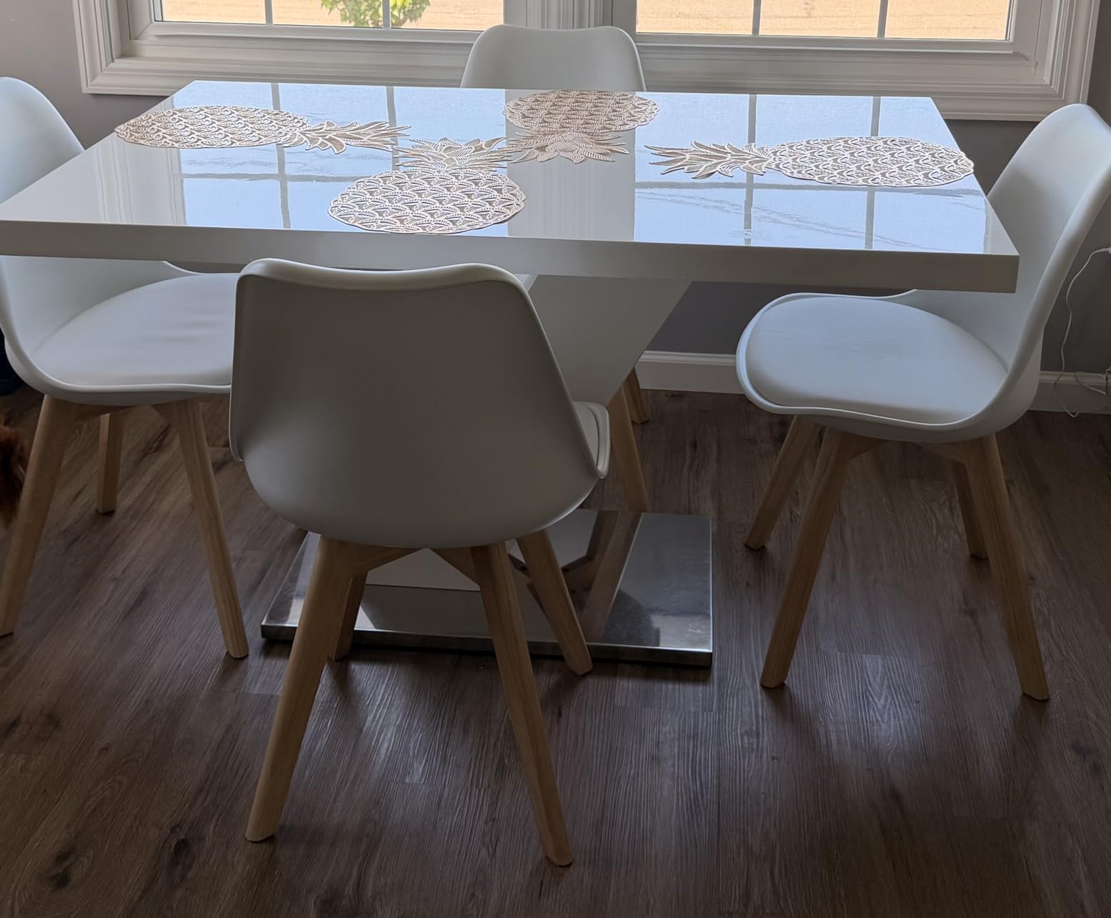 OLIXIS Dining Chairs Set of 8, Mid Century Modern Chairs with Wood Legs and PU Leather Cushion, Upholstered Accent Chair, Black customer photo 2