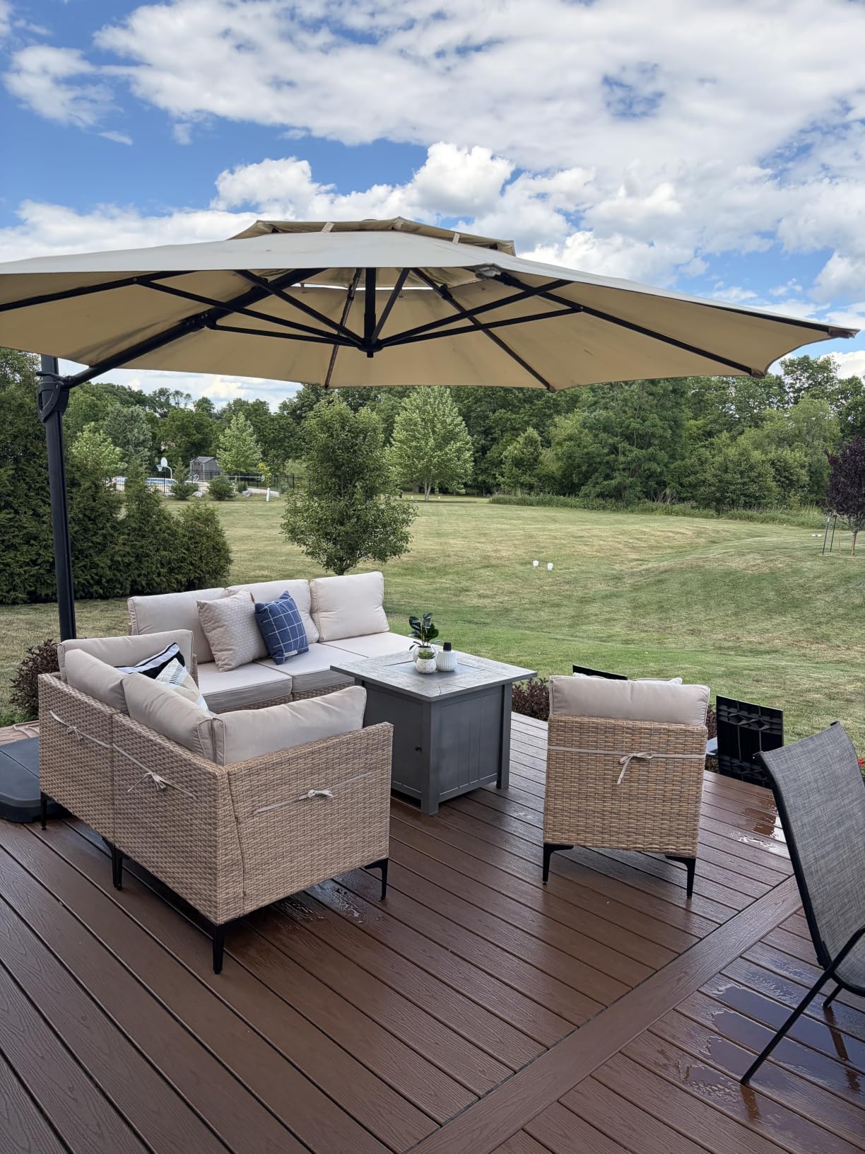 5-Piece Patio Furniture Set, Outdoor Wicker Sectional Sofa with Coffee Table, Anti-Slip & Thick All-Weather Cushions for Party, Garden, Backyard, Beige customer photo 2