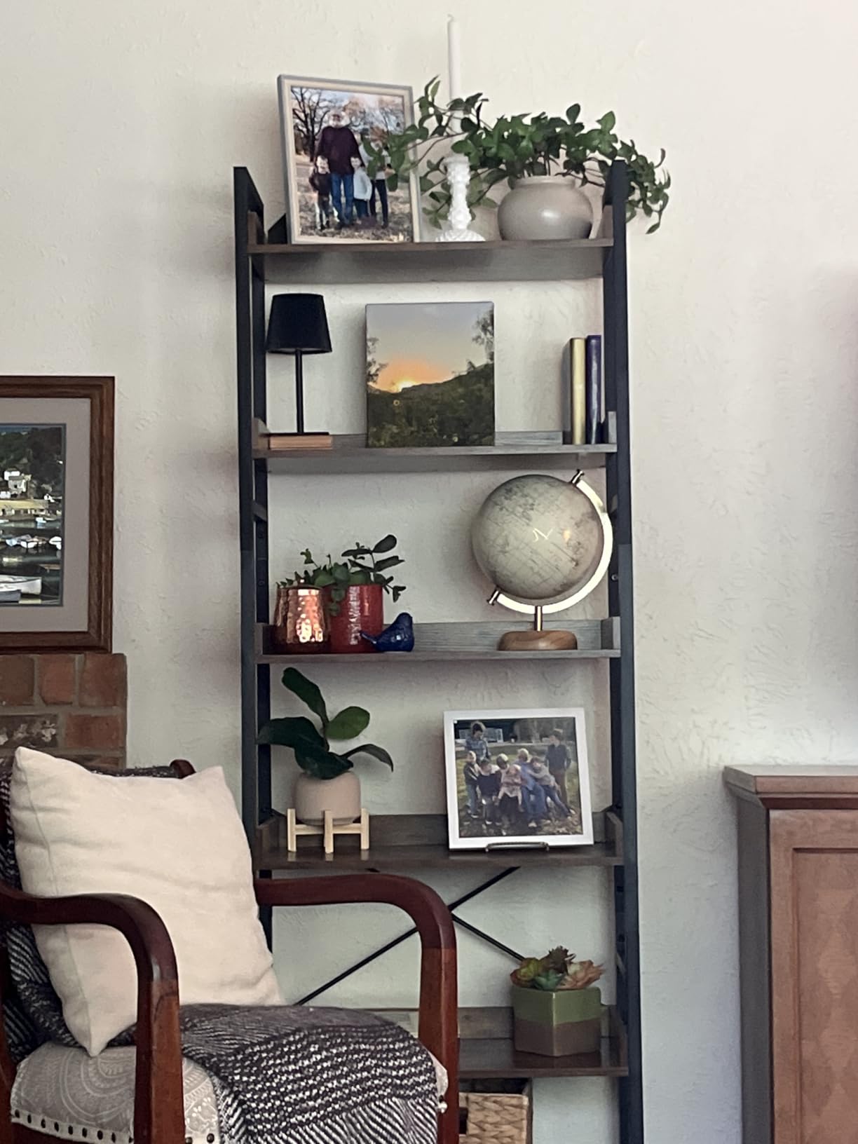 HCHQHS Bookshelf, Adjustable Industrial Bookcase, Vertical Tall Book Shelf, Wood and Black Metal Open Bookshelves for Home Office, Living Room, Bedroom, Rustic Brown, 6-Tier customer photo 2