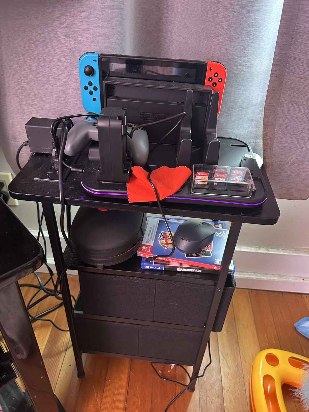 FASTSNAIL Charging Dock & Organizer Station & Cooling Fan for Nintendo Switch 2/1/OLED, Storage Stand for JoyCon 2/1 with 12 Card Slots, Controller/Headset Holder, 9 RGB Modes customer photo 1