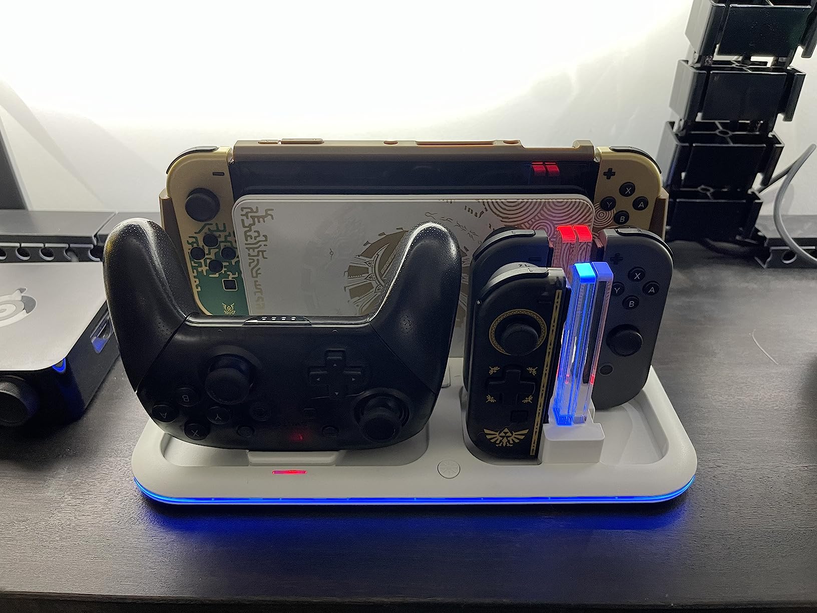 FASTSNAIL Charging Dock & Organizer Station & Cooling Fan for Nintendo Switch 2/1/OLED, Storage Stand for JoyCon 2/1 with 12 Card Slots, Controller/Headset Holder, 9 RGB Modes customer photo 2