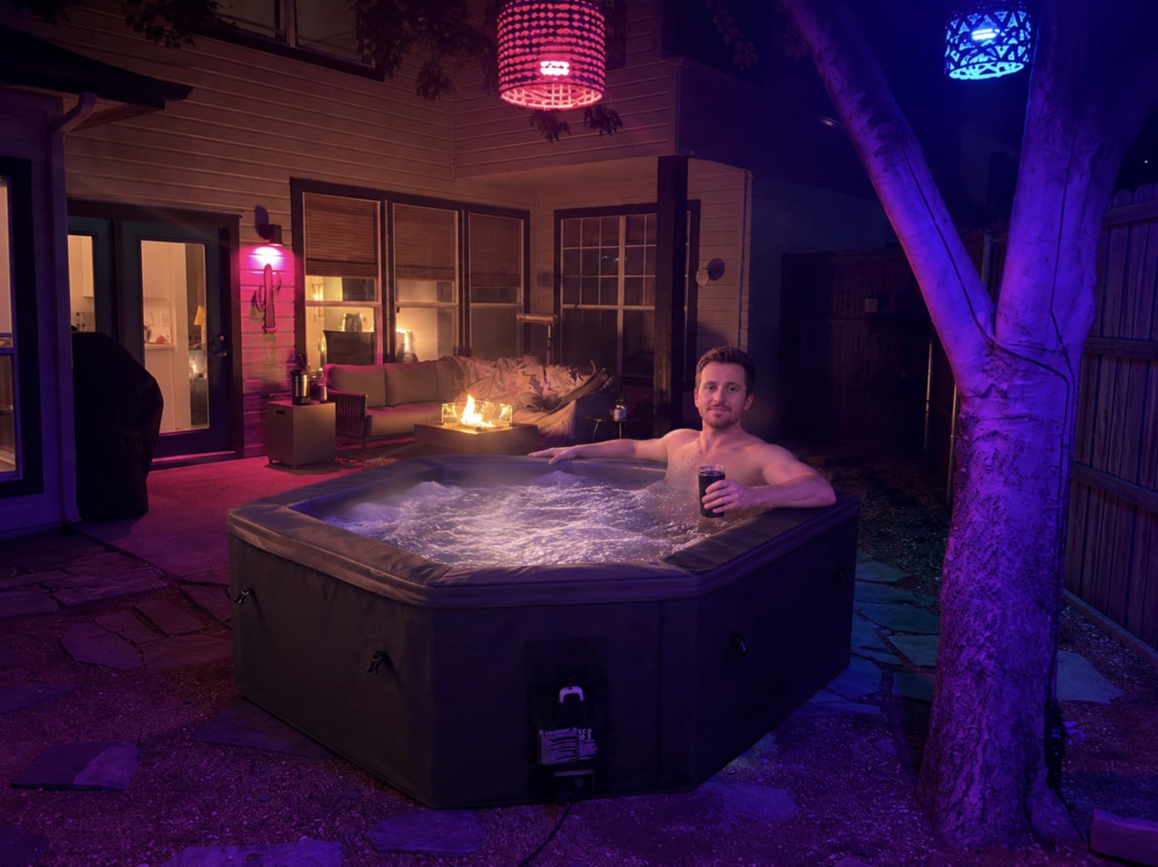 SCS EZLIFE Cabo 4 to 6 Person Eco Foam Hot Tub with Heating Durable PVC Material and Easy Setup, Exterior Graphite Gray and Interior Blue Portable Outdoor Spa Water Capacity 190 Gallons customer photo 1
