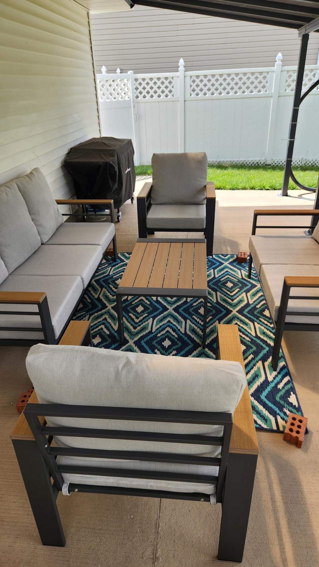 Aoxun Aluminum Patio Furniture Set 7 Seats, Oversized Outdoor Sectional with Washable Thick Cushions, Coffee Table and Waterproof Cover, Patio Conversation Sets for Porch, Balcony, Deck customer photo 1