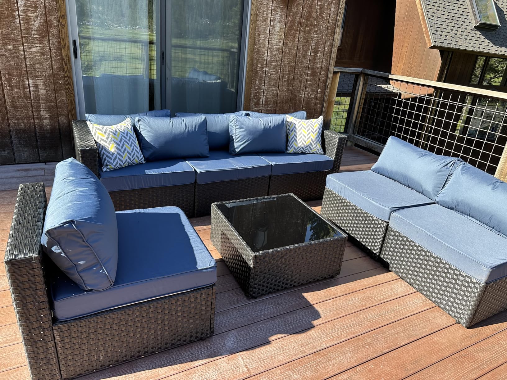 7 Pieces Outdoor Patio Sectional Sofa Couch, Wicker Furniture Patio Conversation Sets with Washable Cushions & Coffee Table for Garden, Poolside, Backyard customer photo 1