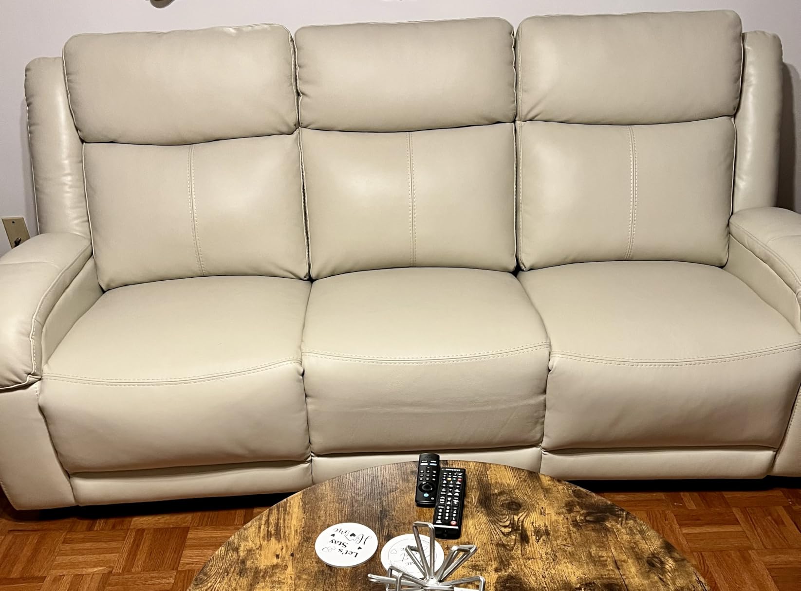 Watson & Whitely Genuine Leather Power Recliner Sofa, 3 Seater Wall Hugger Reclining Sofas with Power Headrest, USB & TypeC Ports, Electric Recliner Couch Set for Living Room, Dark Brown customer photo 2