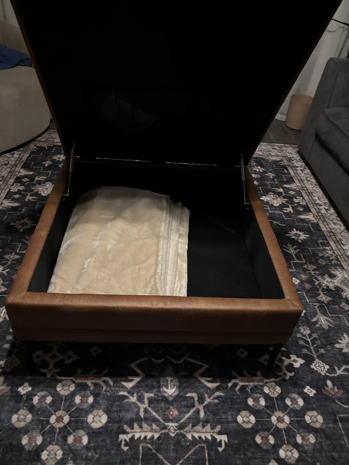 HULALA HOME Faux Leather Coffee Table, 36.5
