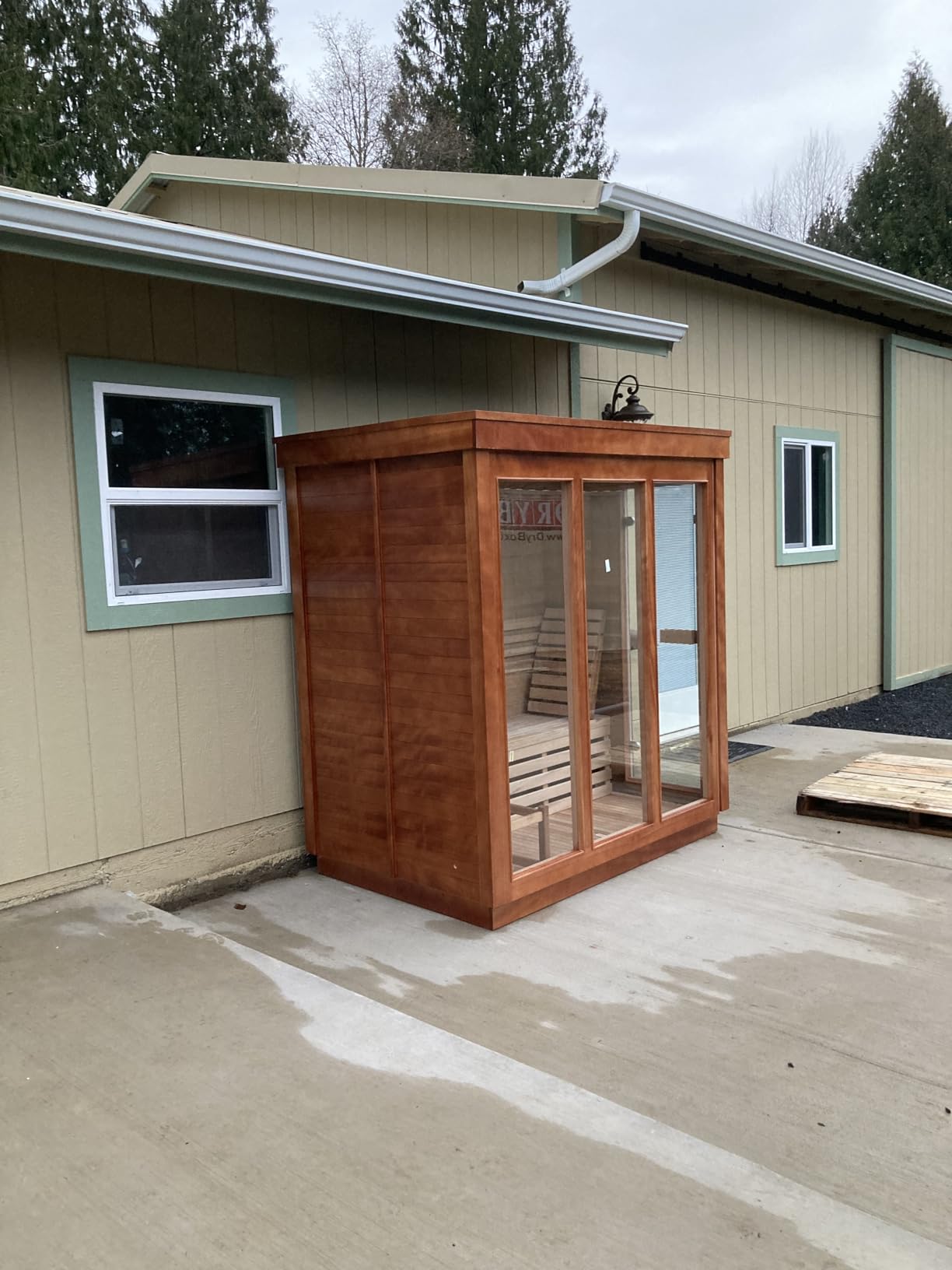 Customize Outdoor Barrel Sauna with Porch, Wood Burning Stove or Electric Stove, 4-8 Person DIY Wooden Sauna Kit customer photo 2