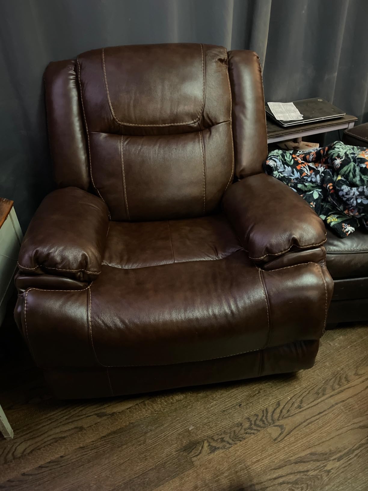 EBELLO Genuine Leather Manual Reclining Sofa, 3 Seat Recliner Sofa, Couch for Living Room, Bedroom Furniture, Meeting Room, Brown customer photo 2