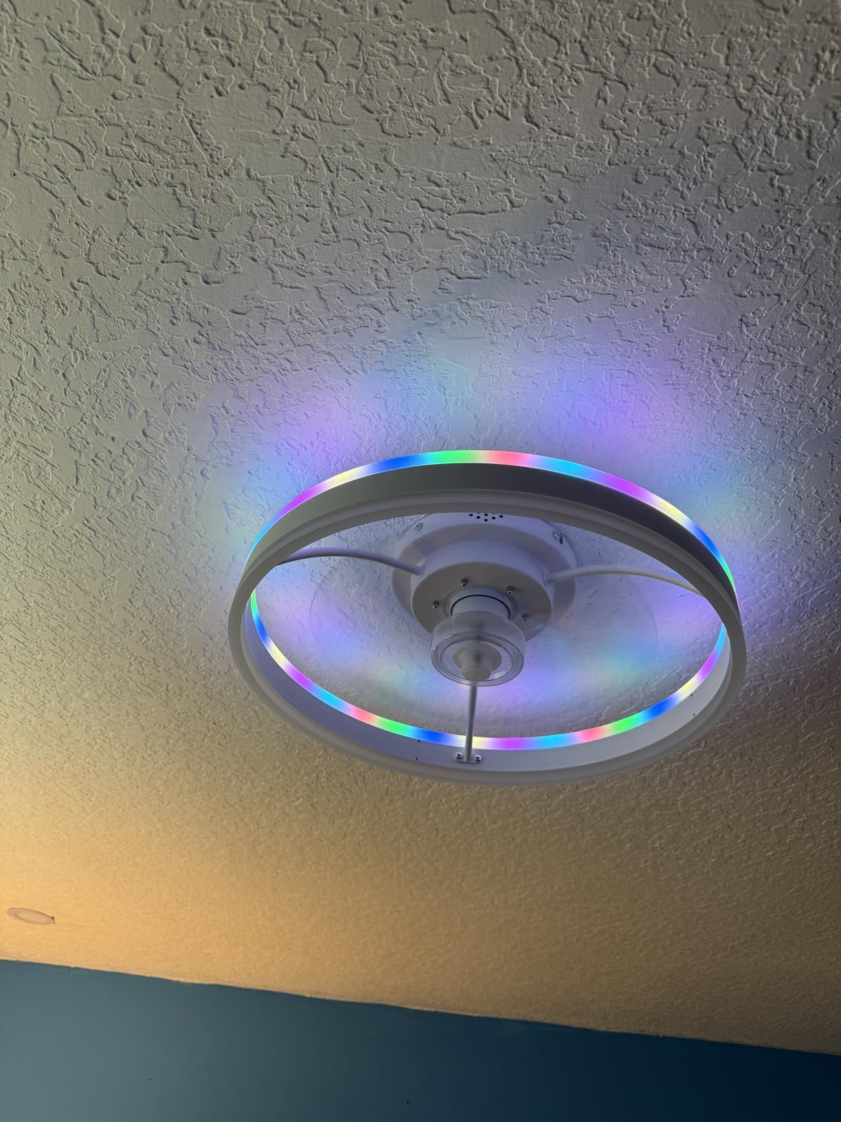 STERREN RGB Ceiling Fan with Light, 20'' Low Profile Ceiling Fans, Black Flush Mount LED Fan Light with Remote Control, Modern Bladeless Fandelier for Bedroom, Living Room, Kitchen customer photo 1