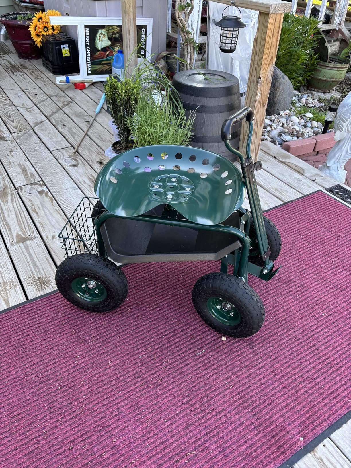 VEVOR Rolling Garden Cart with Seat, Metal Rolling Garden Work Seat with Wheels, Supports up to 400 LBS, Heavy Duty Gardening Cart Scooter, Outdoor Wagon & Stool on Wheels for Lawn, Patio, Backyard customer photo 1