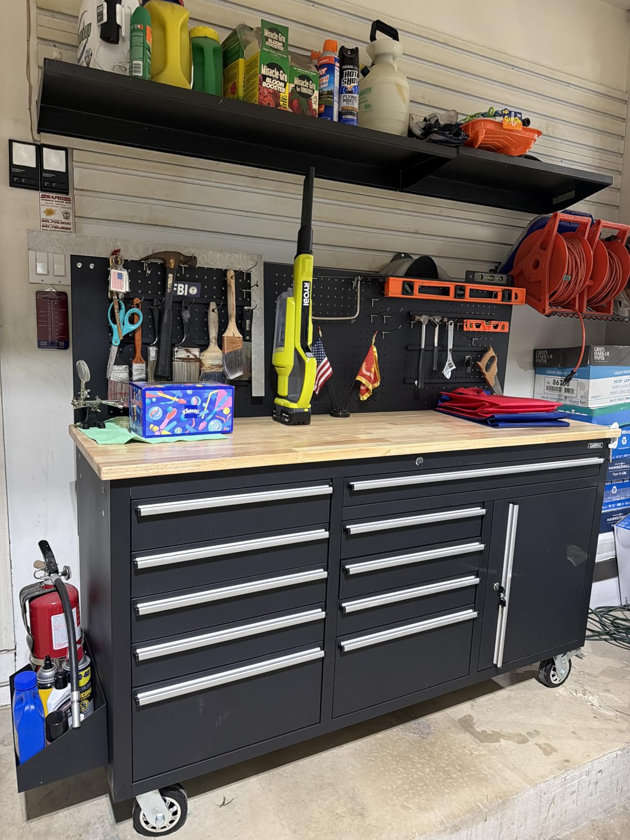 GAOMON 61-inch Rolling Tool Chest, 10 Drawers Garage Workbench Storage Tool Cabinet with Power Strip, Solid Rubber Wood Top, 1675 LBS Load Mobile Workstation, Heavy Duty Rolling Cabinet customer photo 2