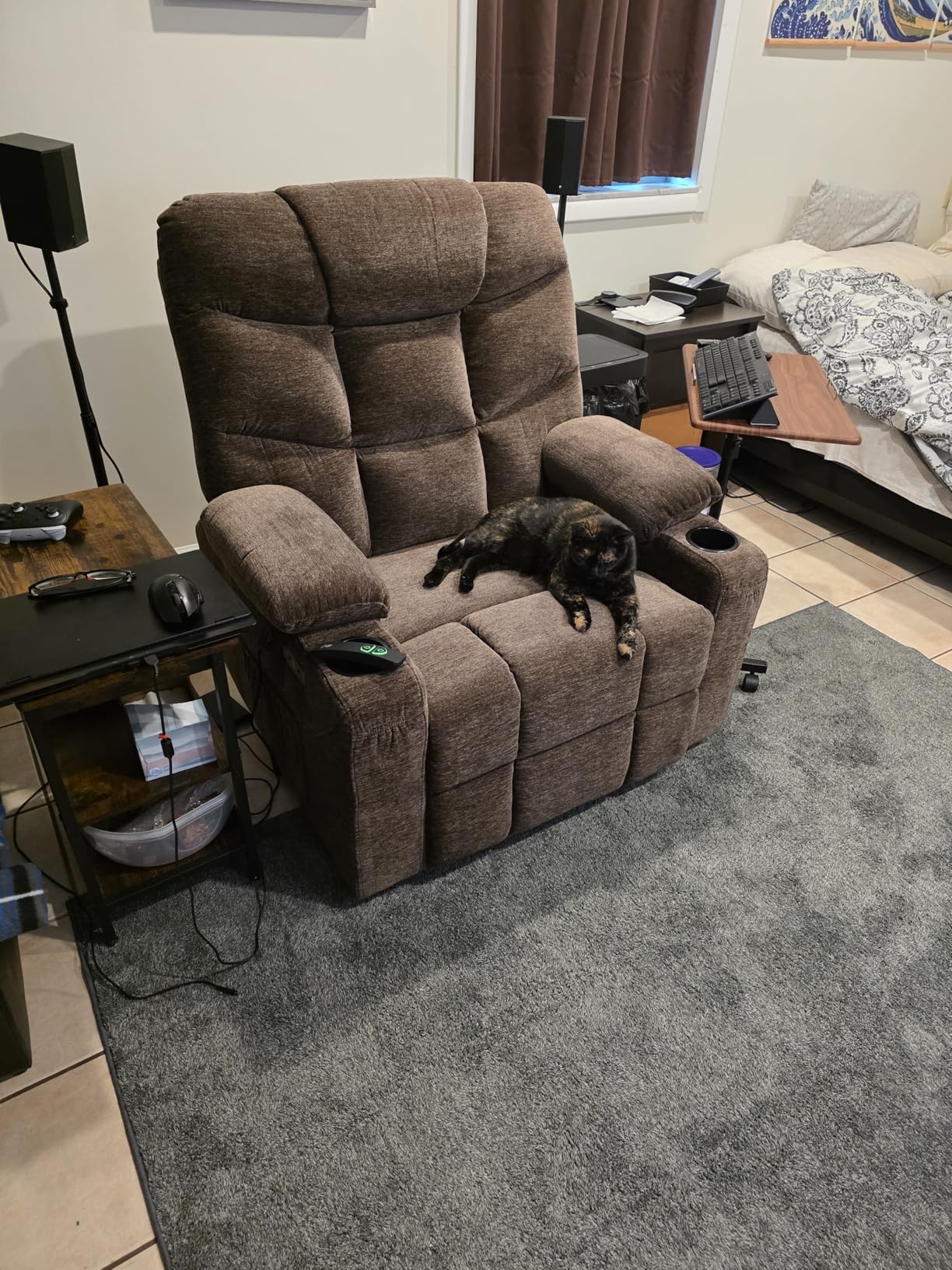 MCombo Oversized Power Lift Recliner Chair with Extended Footrest, Extra Wide for Big and Tall Elderly People, Fabric R7399 (Dark Gray, Large-Oversize) customer photo 2