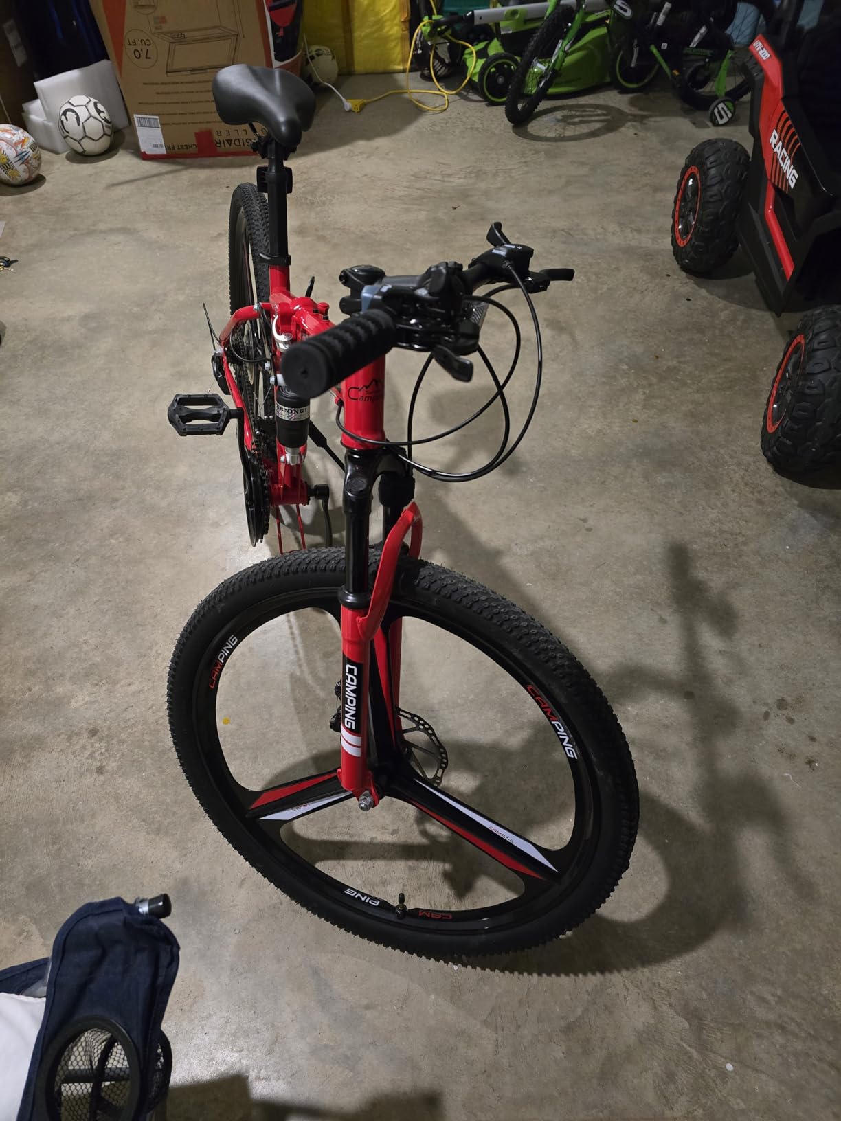 Ktaxon 26 Inch Foldable Mountain Bike, 21 Speed Folding Mountain Bike with Double Shock Effect, Powerful Mechanical Dual Disc Brakes customer photo 1