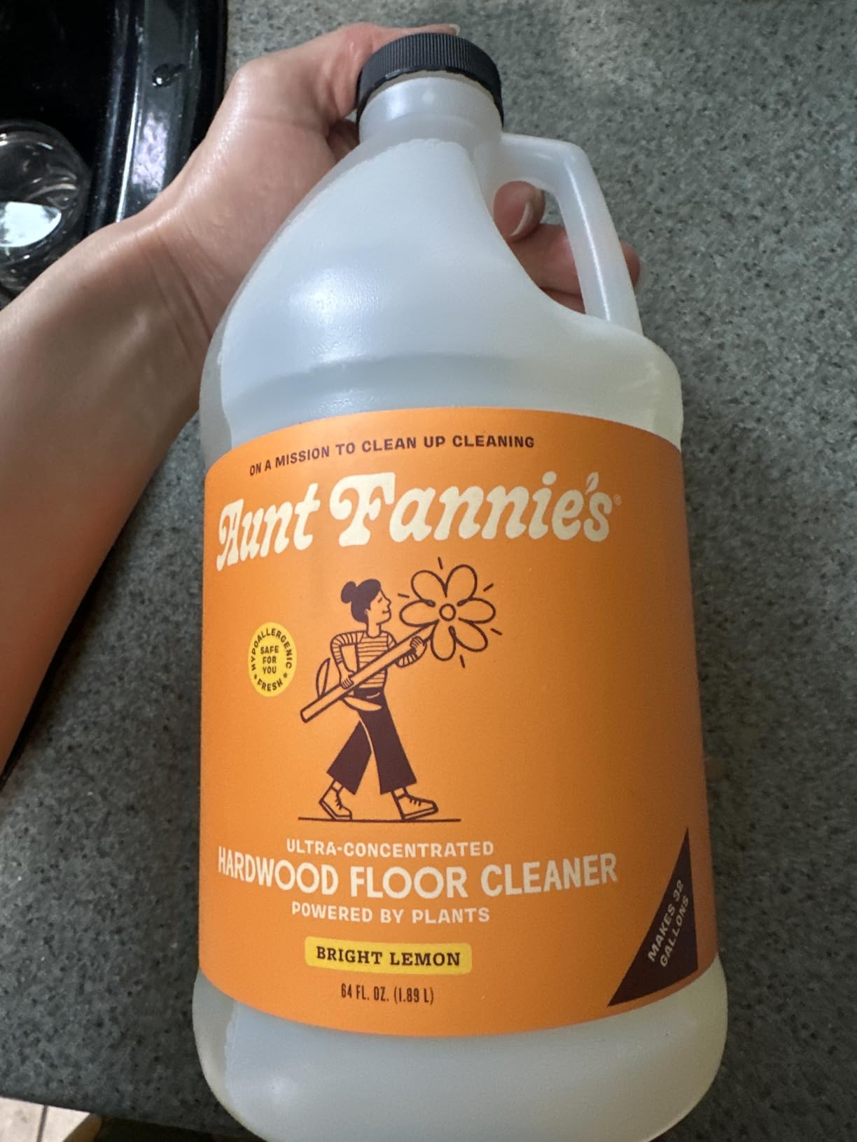 Aunt Fannie's Ultra Concentrated Hardwood Floor Cleaner, Vinegar-Free Plant Based Hardwood Floor Cleaner for Mopping, Bright Lemon Scent, 64 oz. customer photo 1