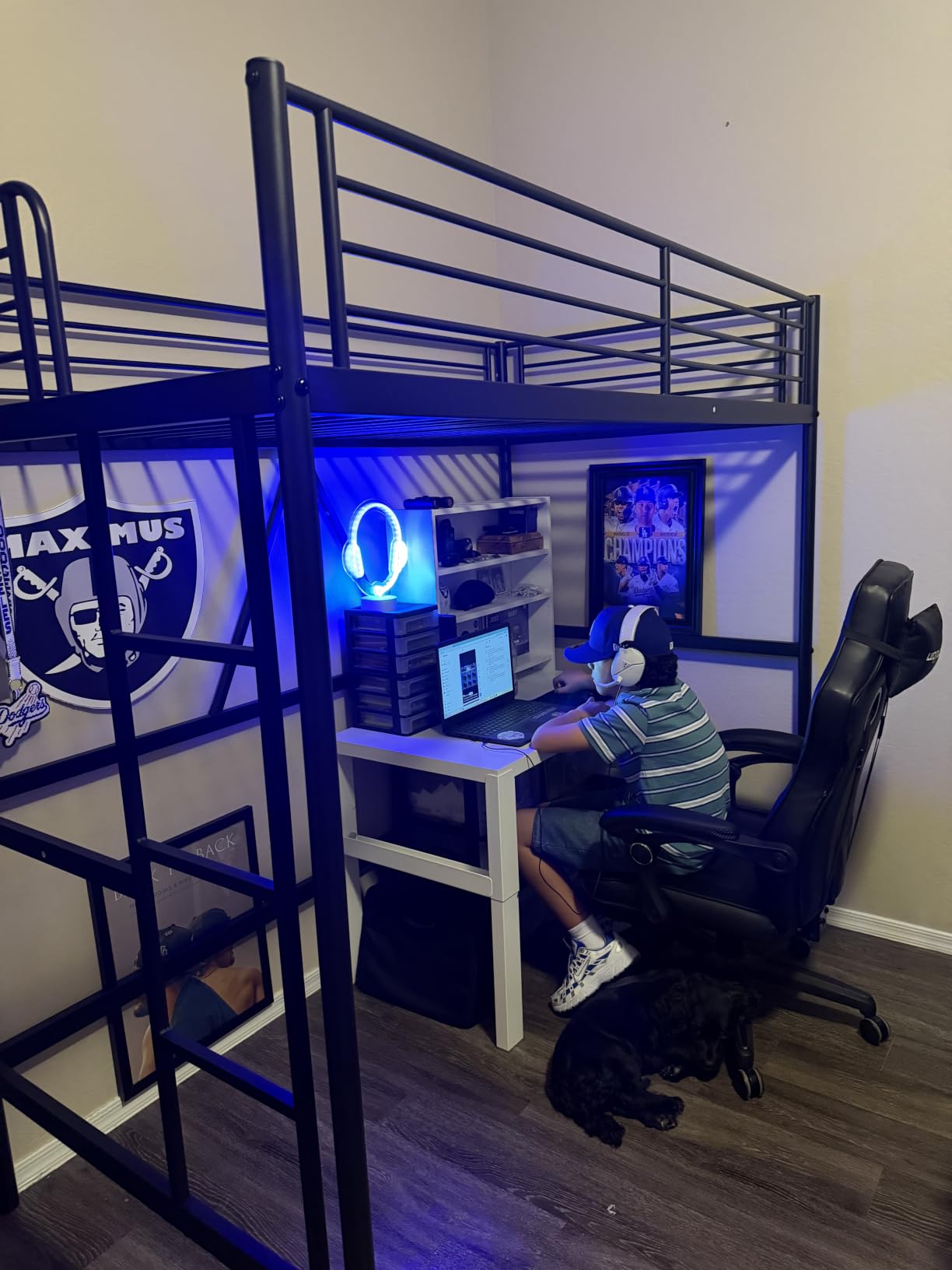 VECELO Metal Loft Bed Twin Size, Heavy Duty Bedframe with Removable Ladder and Safety Guardrail, Space-Saving, Noise Free, No Box Spring Needed, Matte Black customer photo 1