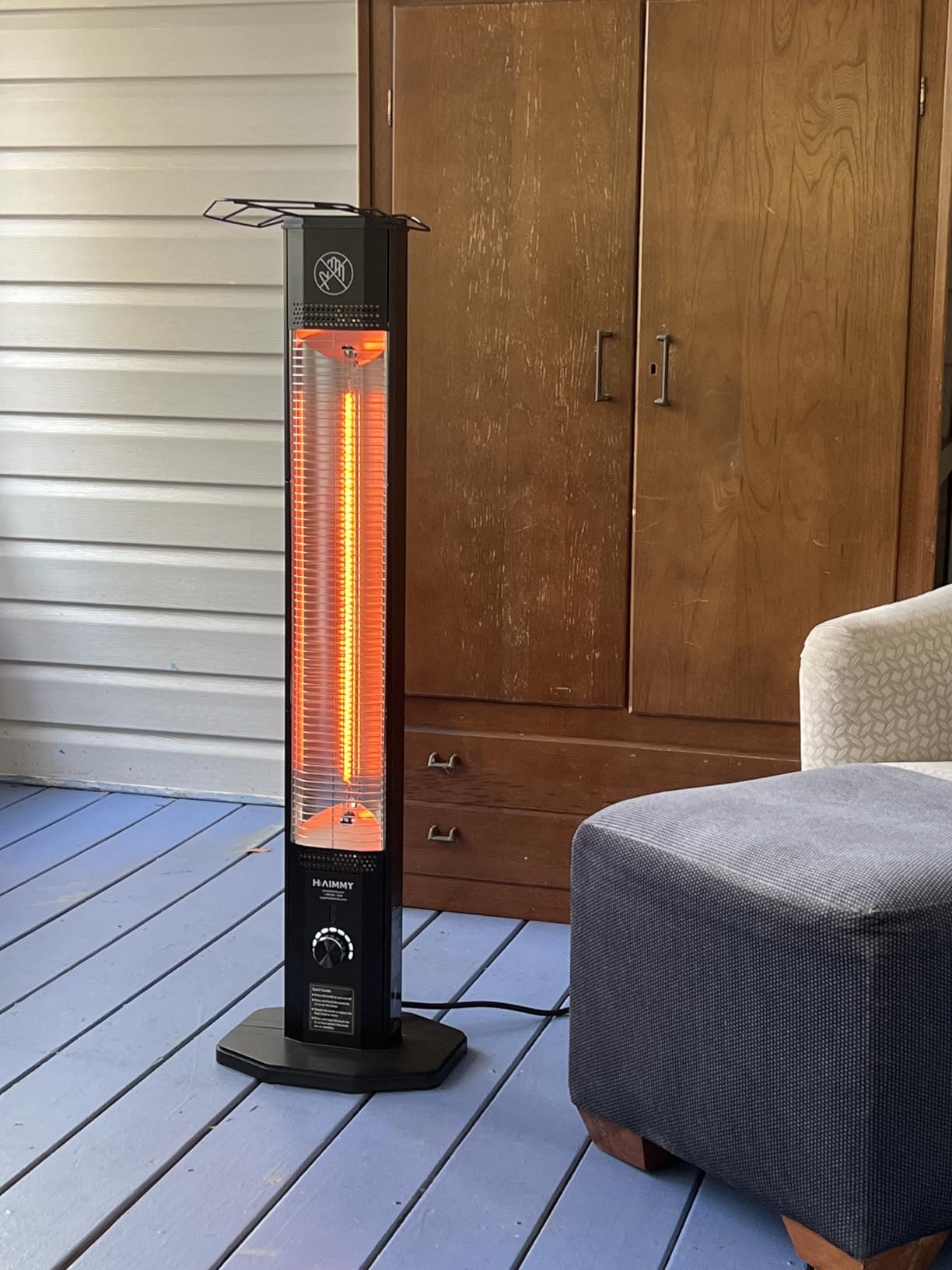 Outdoor Electric Patio Heater, Haimmy 34-inch Outdoor Electric Patio Heater, 1500W Instant Heating, 3 Heat Levels, Tip-Over & Overheat Protection, IPX5 Waterproof Portable Garage Heater customer photo 1