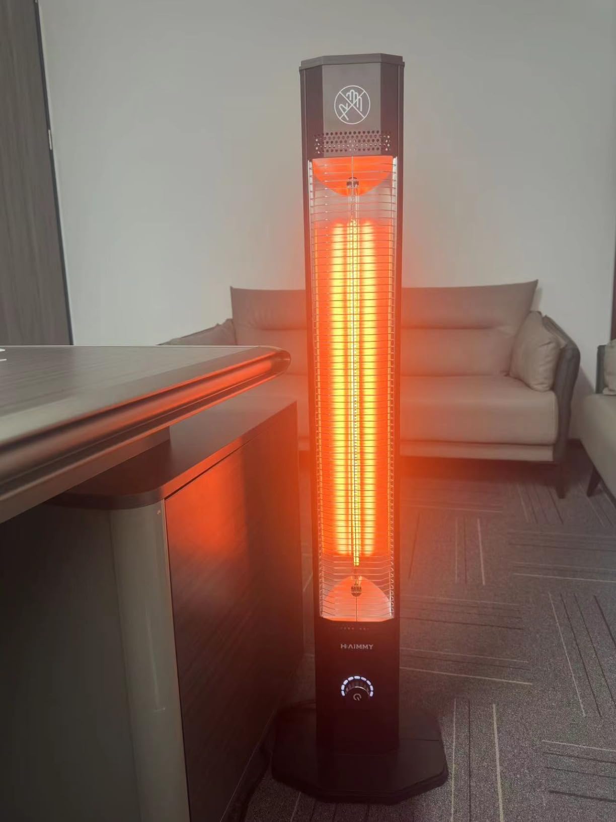 Outdoor Electric Patio Heater, Haimmy 34-inch Outdoor Electric Patio Heater, 1500W Instant Heating, 3 Heat Levels, Tip-Over & Overheat Protection, IPX5 Waterproof Portable Garage Heater customer photo 2